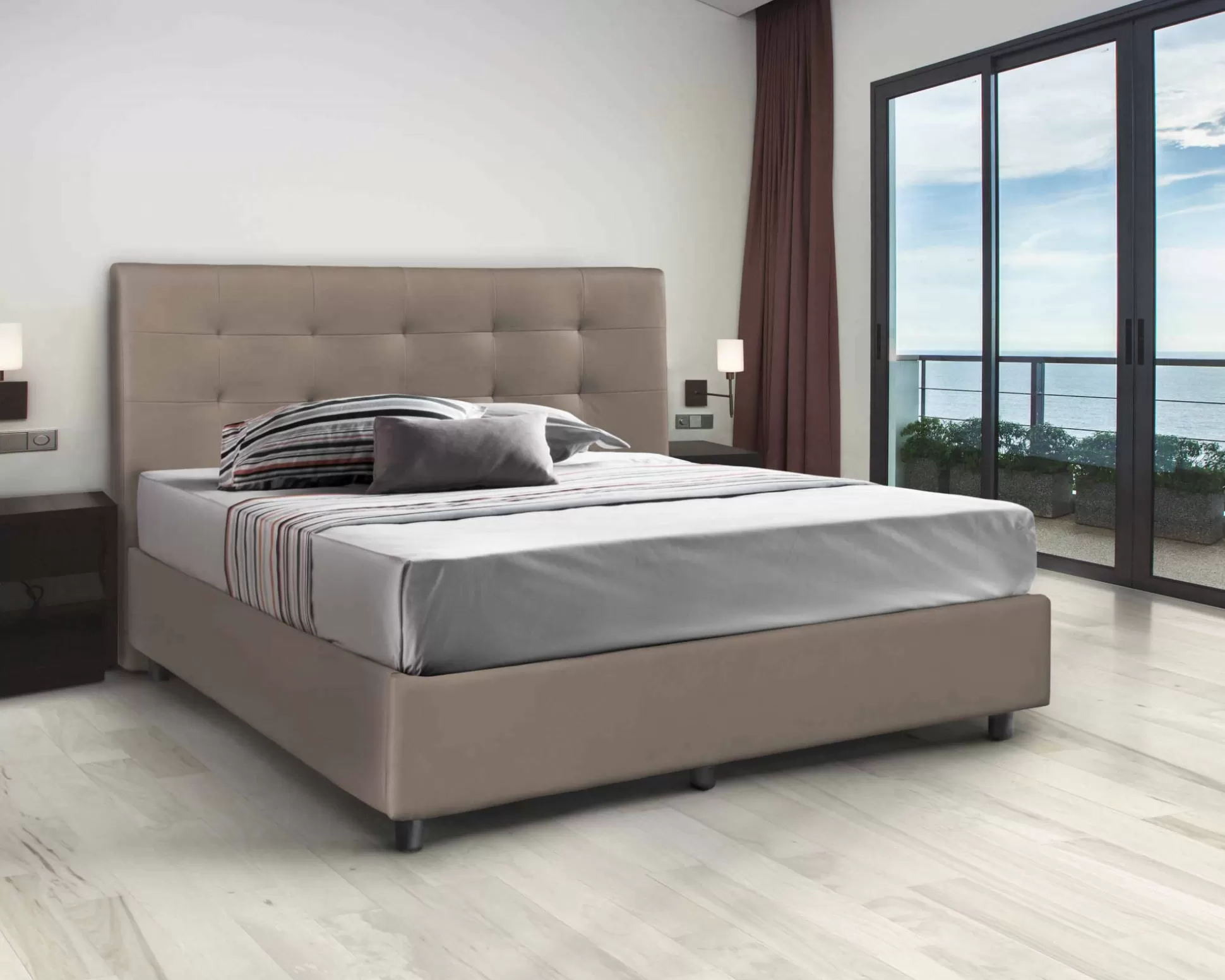 Dmora Letti Matrimoniali<Letto matrimoniale Albanio, adatto per materasso 160x190 cm,