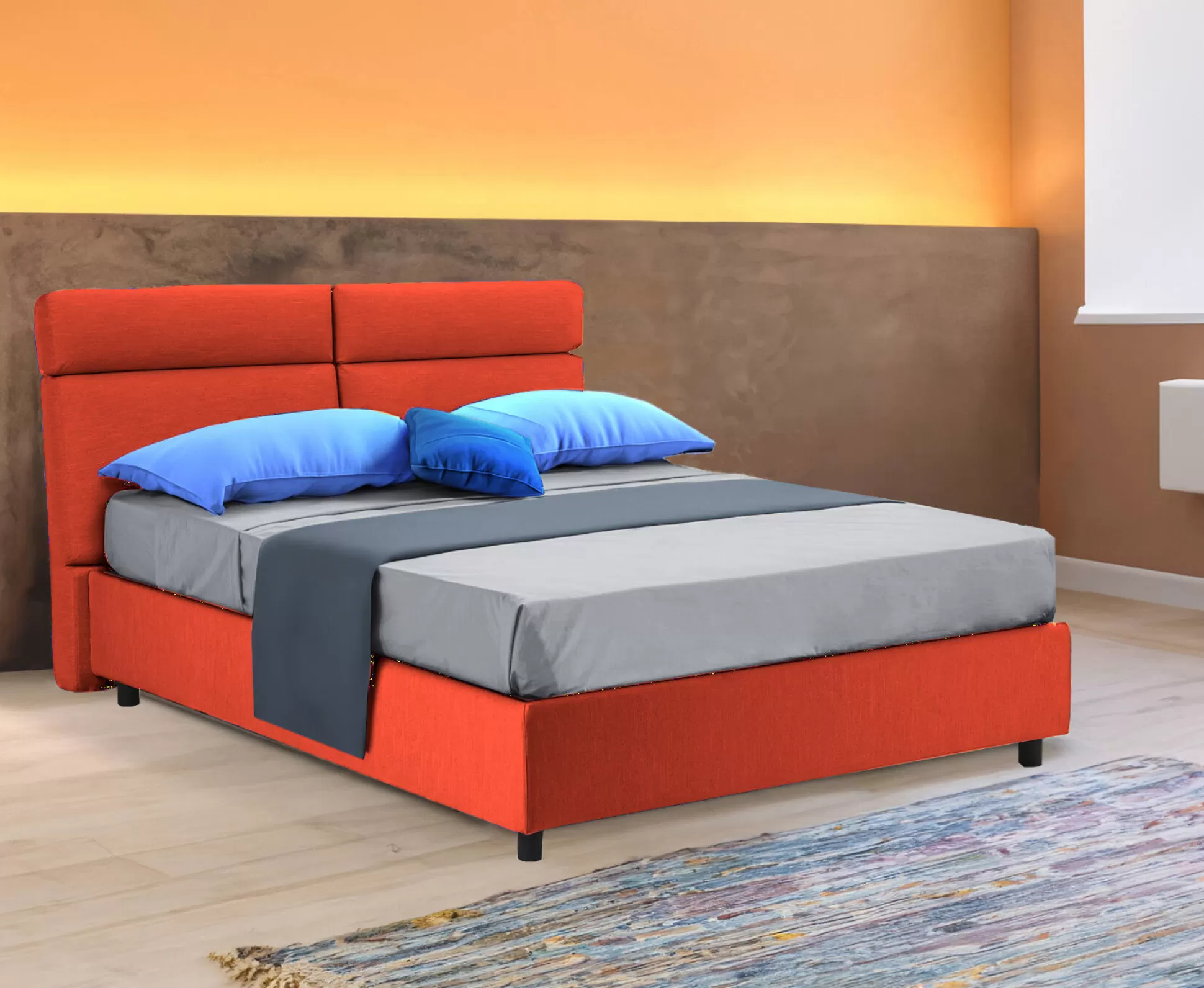 Dmora Letti Matrimoniali<Letto matrimoniale Alcatron, Adatto a materasso Cm 160x190,