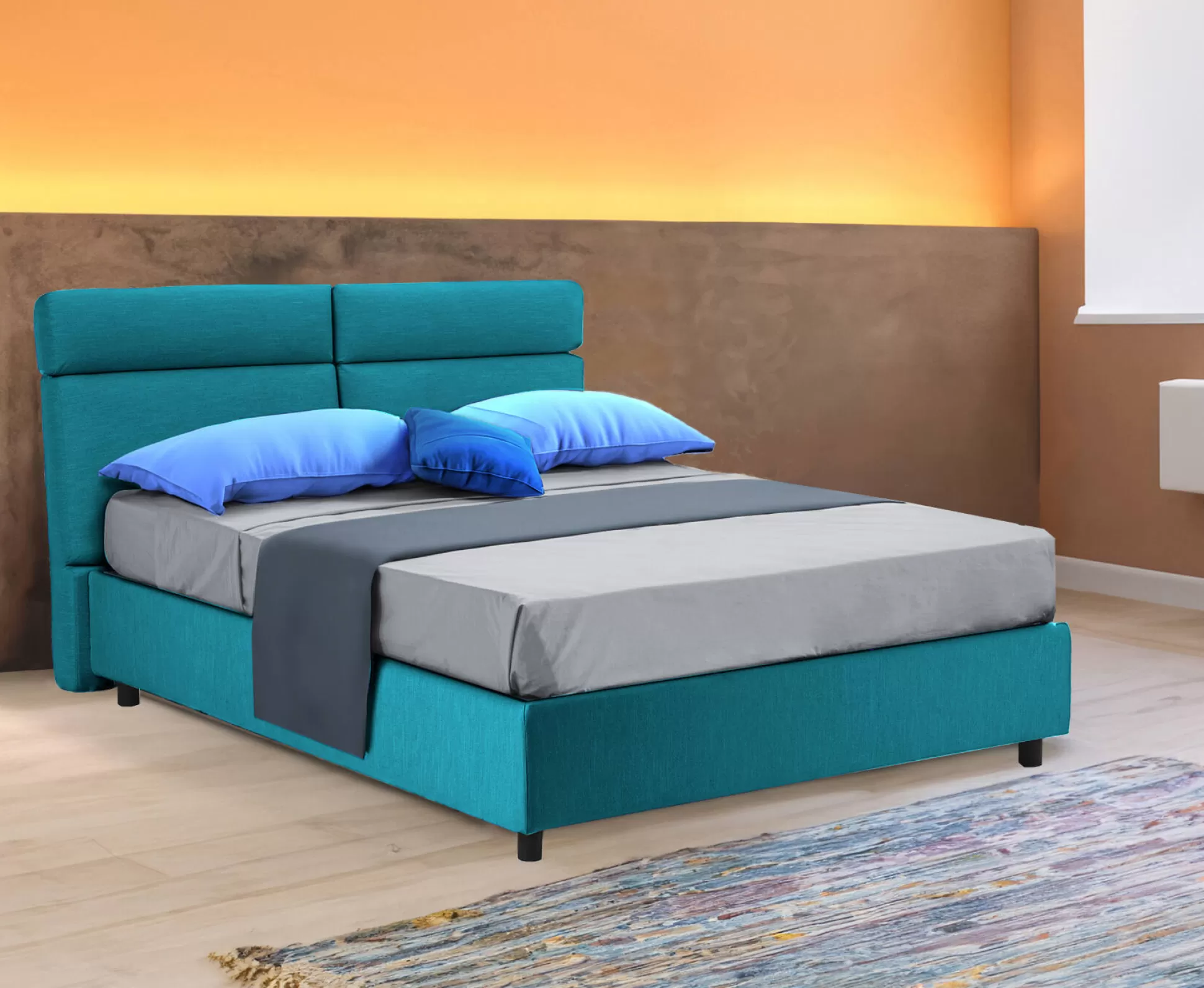Dmora Letti Matrimoniali<Letto matrimoniale Alcatron, Adatto a materasso Cm 160x190,