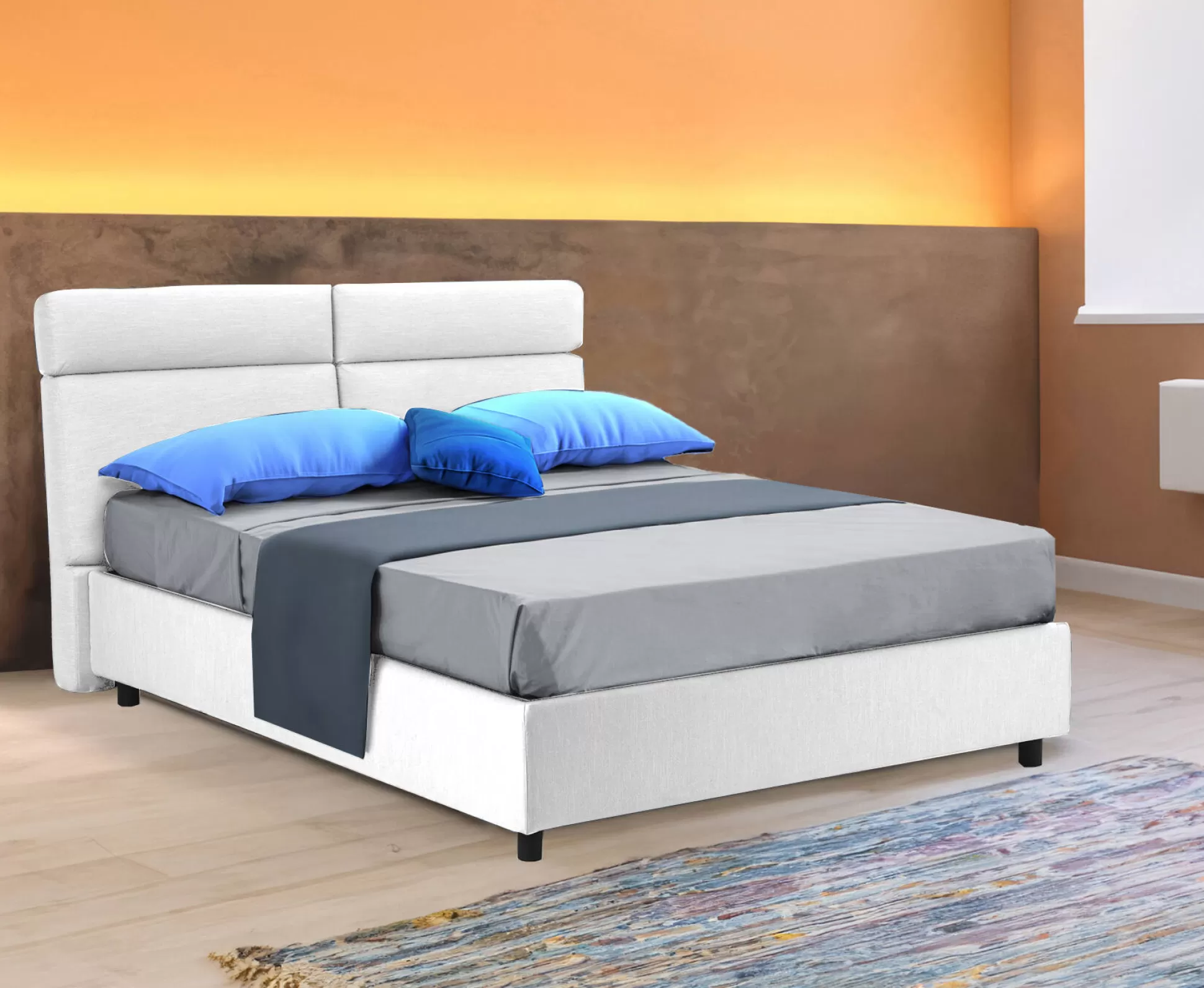 Dmora Letti Matrimoniali<Letto matrimoniale Alcatron, Adatto a materasso Cm 160x190,