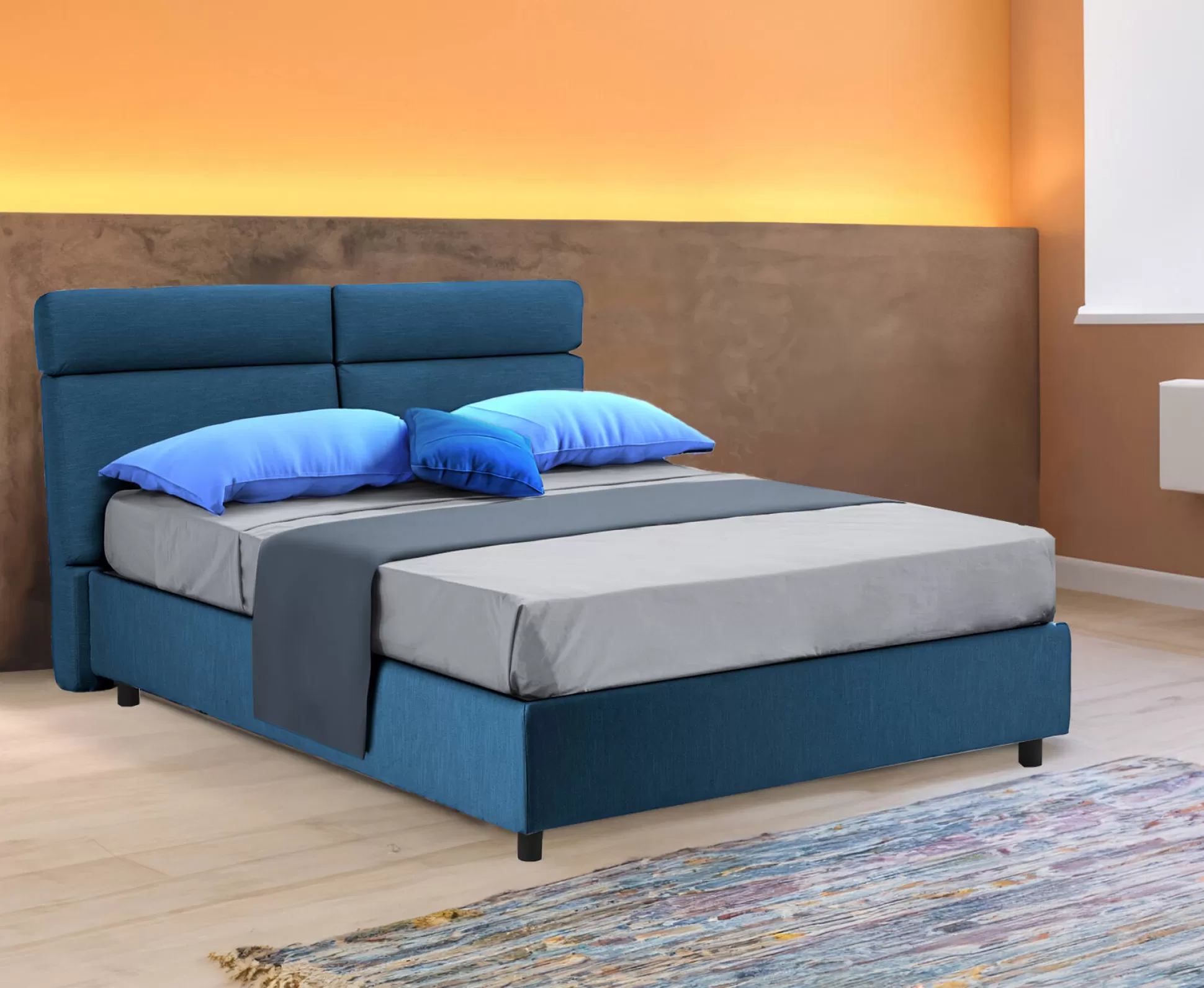 Dmora Letti Matrimoniali<Letto matrimoniale Alcatron, Adatto a materasso Cm 160x190,