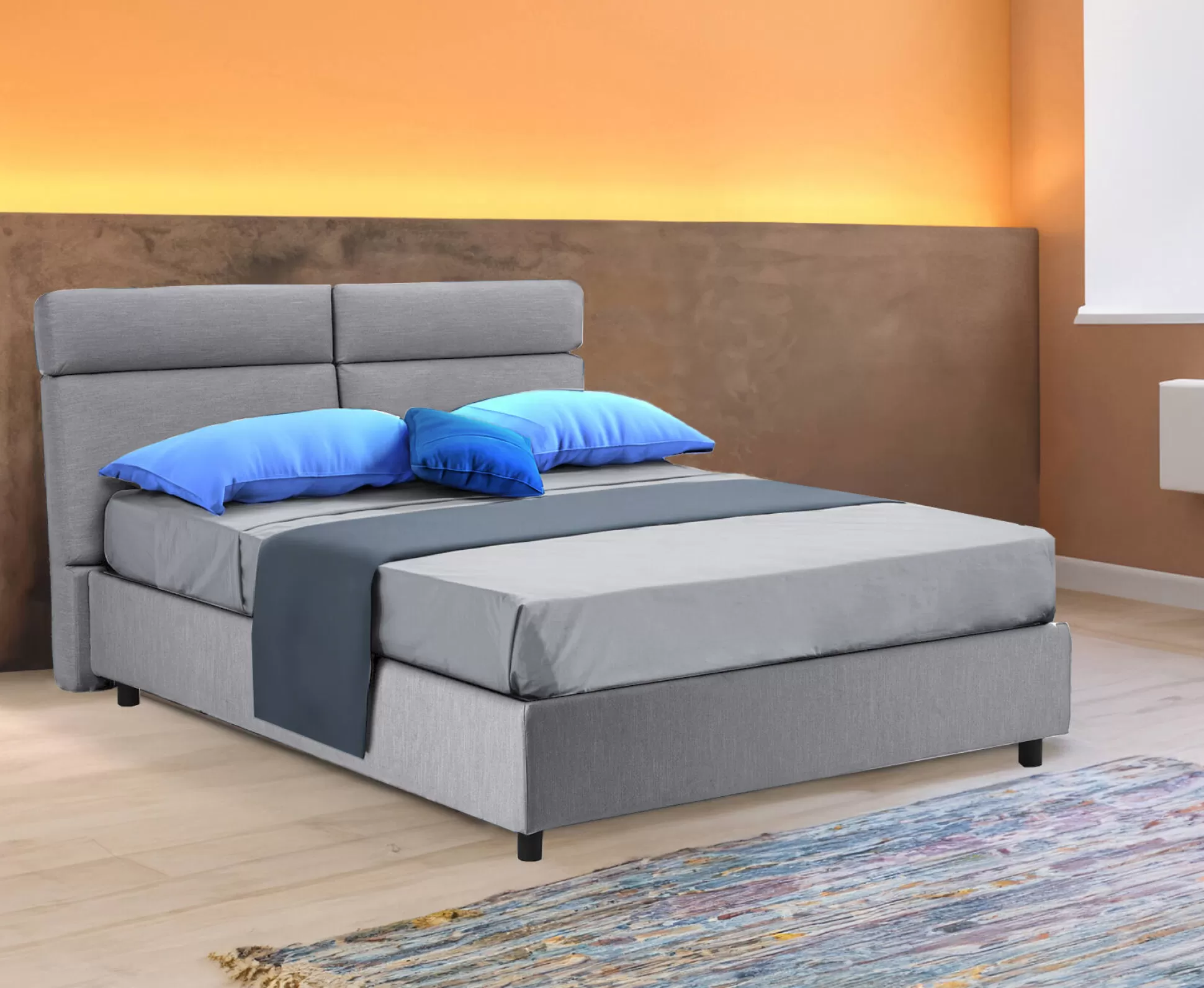 Dmora Letti Matrimoniali<Letto matrimoniale Alcatron, Adatto a materasso Cm 160x190,