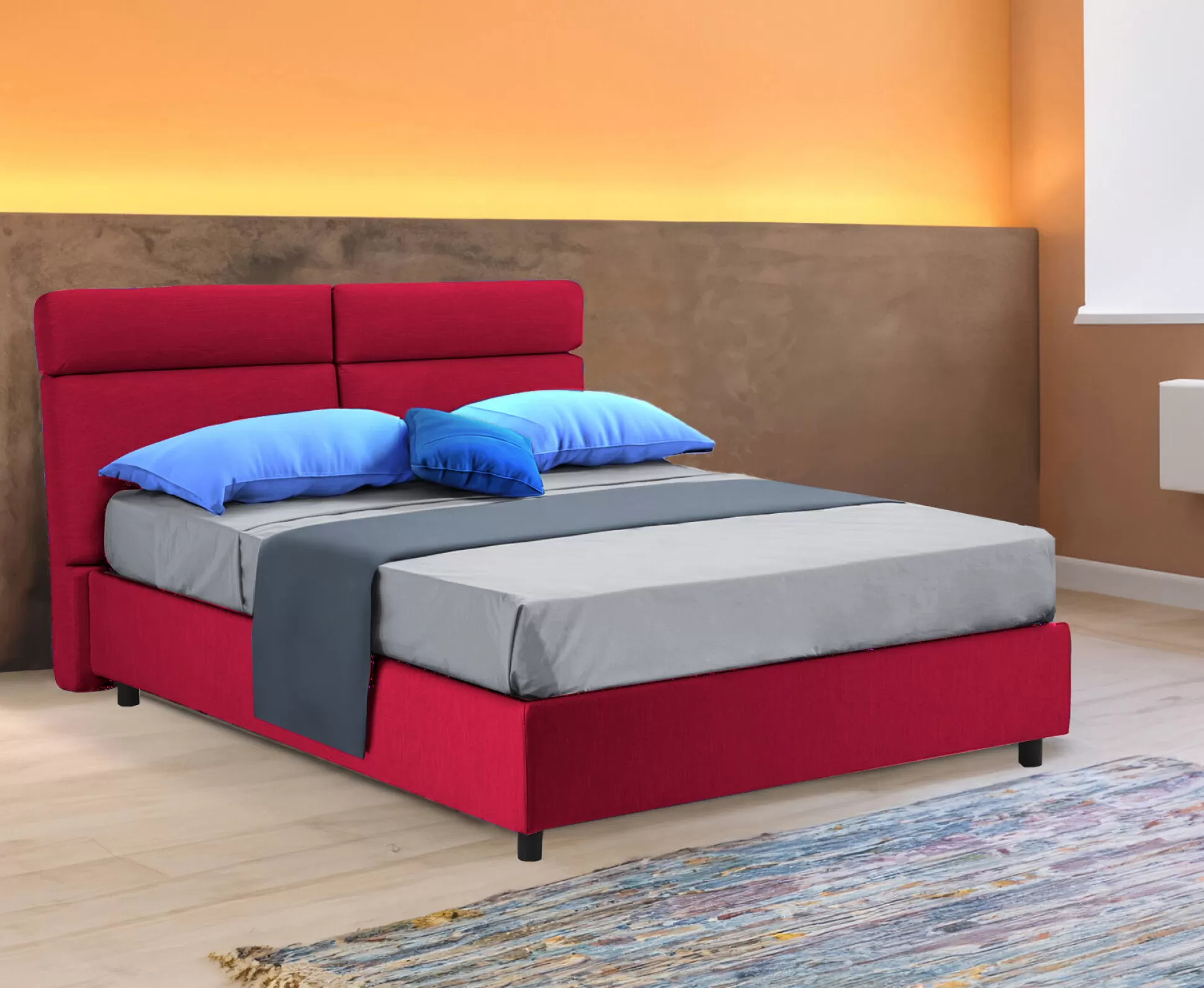 Dmora Letti Matrimoniali<Letto matrimoniale Alcatron, Adatto a materasso Cm 160x190,