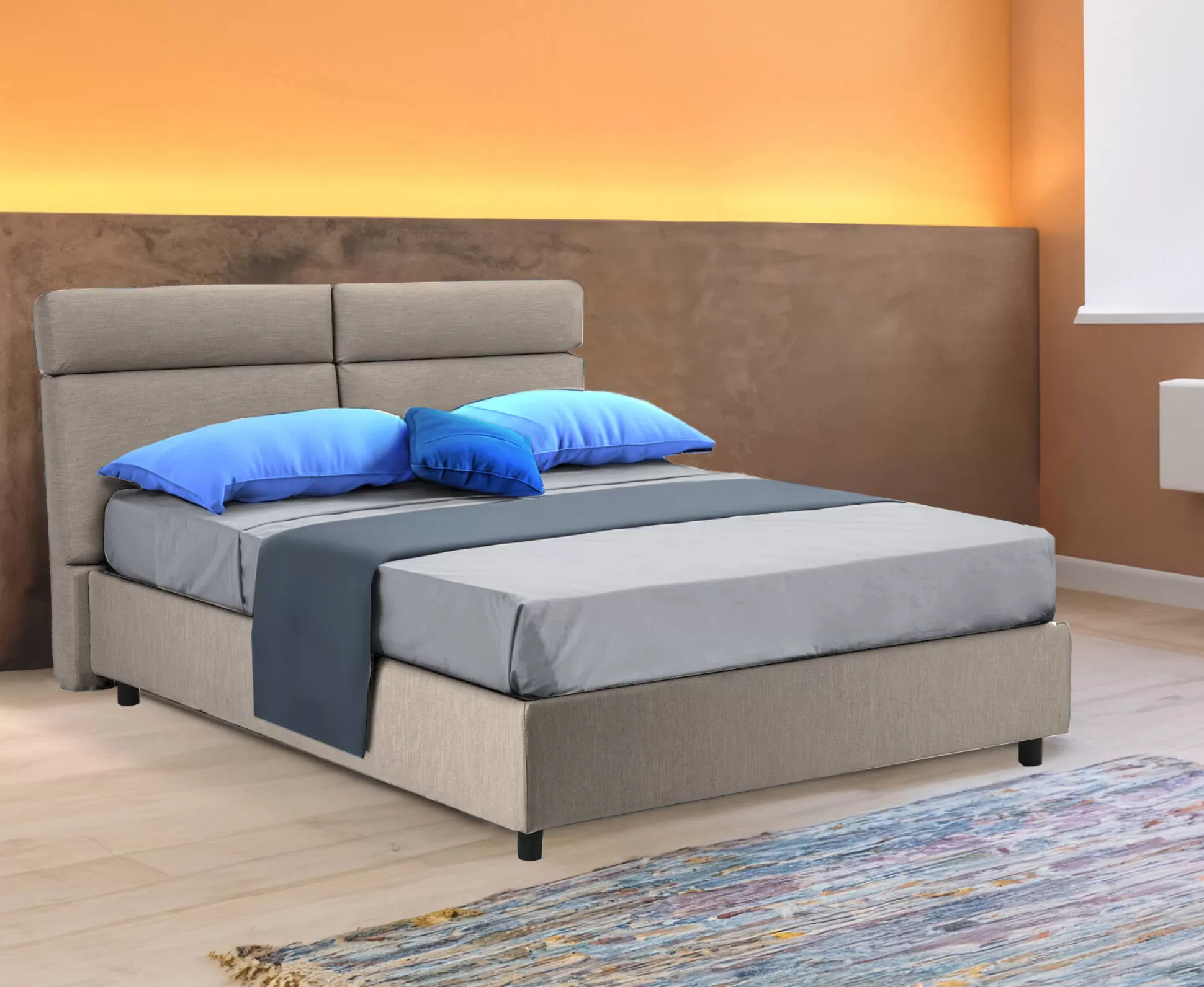 Dmora Letti Matrimoniali<Letto matrimoniale Alcatron, Adatto a materasso Cm 160x190,