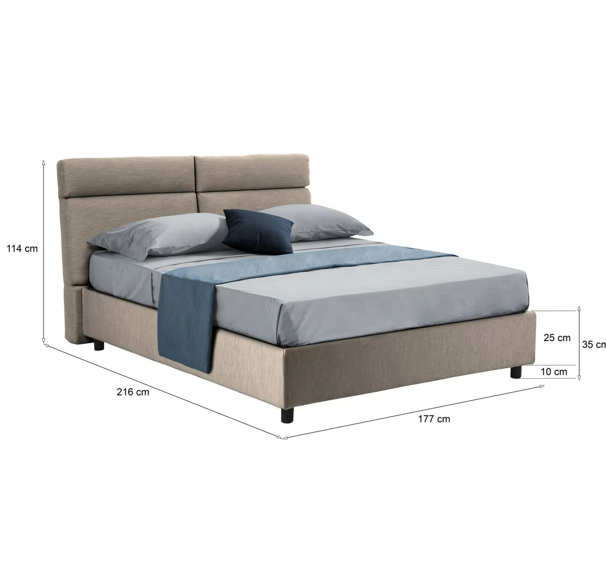 Dmora Letti Matrimoniali<Letto matrimoniale Alcatron, Adatto a materasso Cm 160x190,