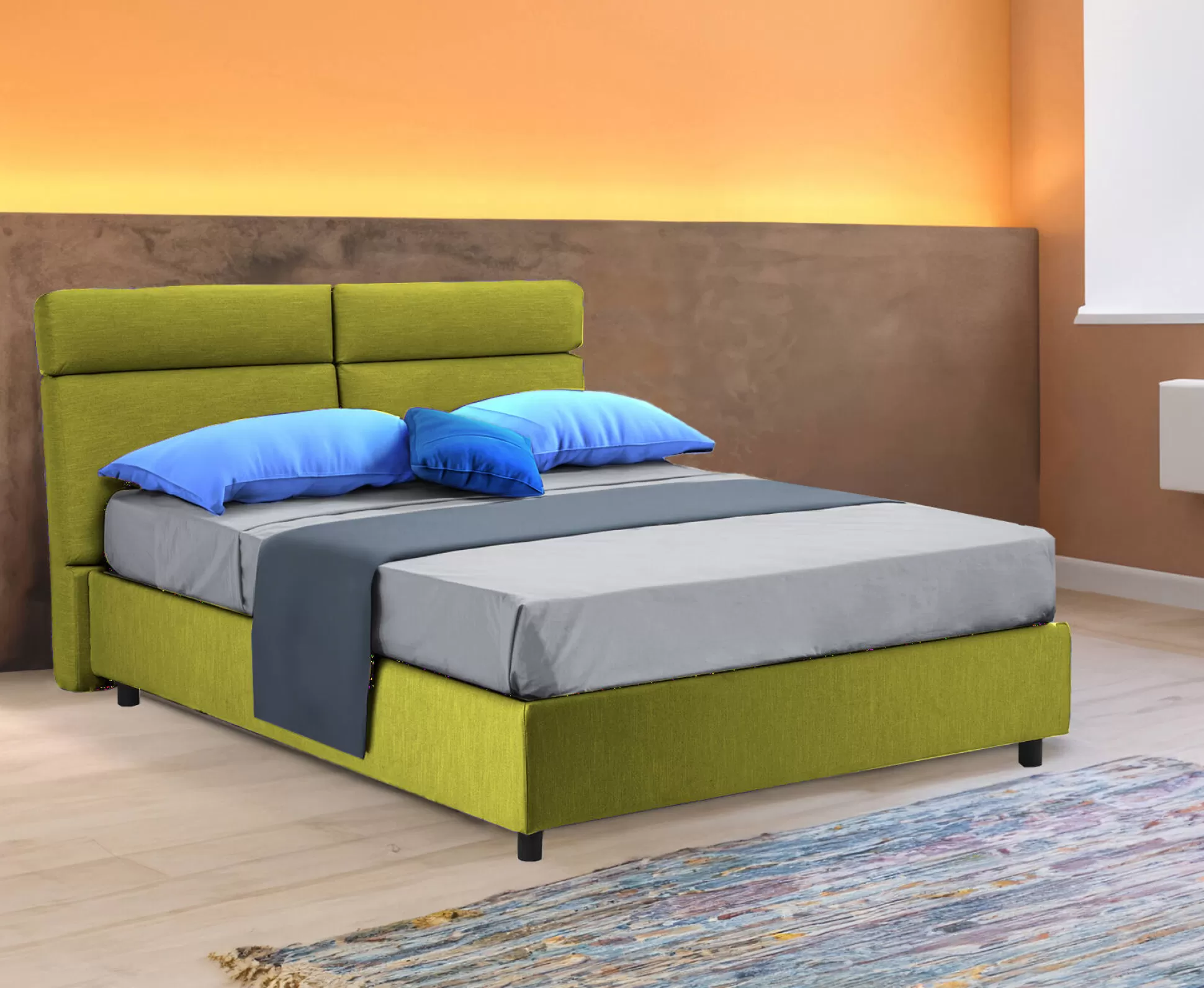 Dmora Letti Matrimoniali<Letto matrimoniale Alcatron, Adatto a materasso Cm 160x190,