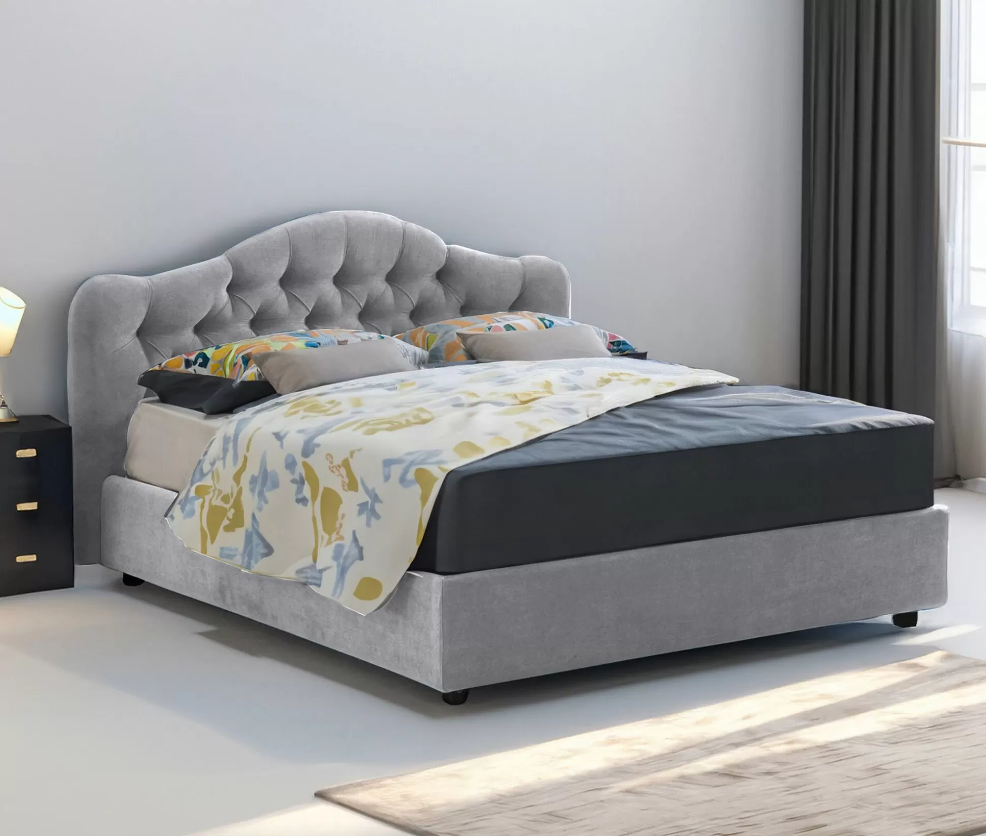Dmora Letti Matrimoniali<Letto matrimoniale Alfer, Con materasso Cm 160x200 incluso,