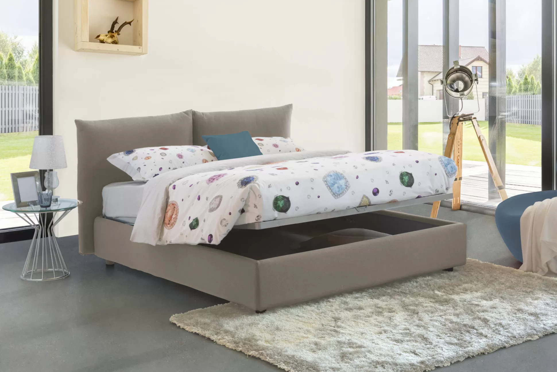 Dmora Letti Matrimoniali<Letto matrimoniale Alizarin, adatto per materasso Cm 160x190,