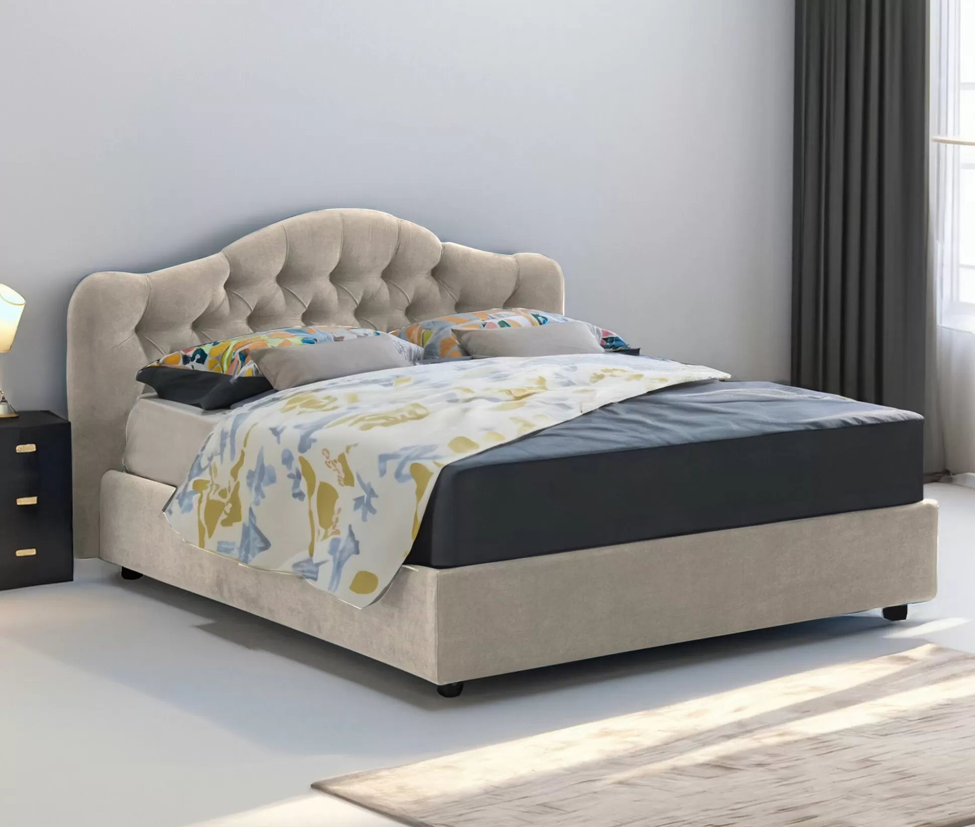 Dmora Letti Matrimoniali<Letto matrimoniale Allik, Con materasso Cm 160x190 incluso,