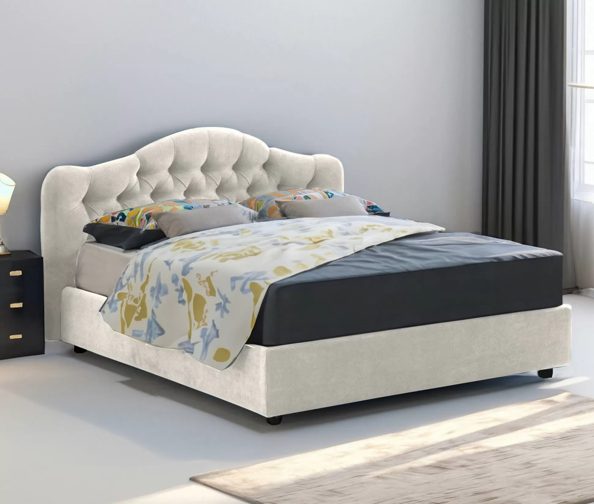 Dmora Letti Matrimoniali<Letto matrimoniale Allik, Con materasso Cm 160x190 incluso,
