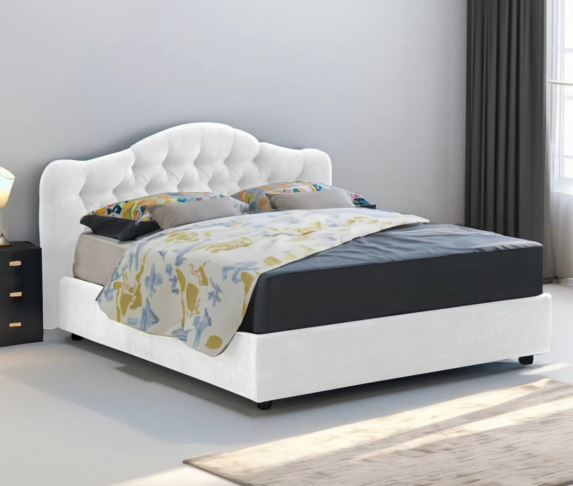 Dmora Letti Matrimoniali<Letto matrimoniale Allik, Con materasso Cm 160x190 incluso,