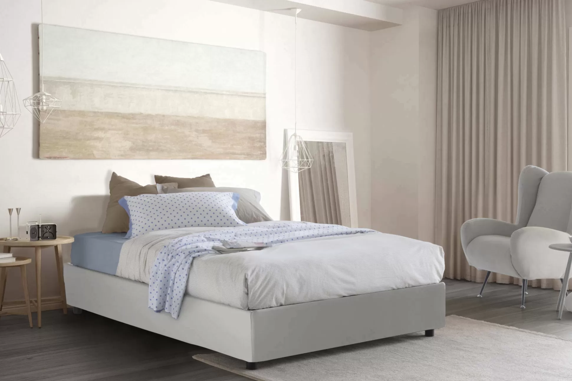 Dmora Letti Matrimoniali<Letto matrimoniale Aluin, con materasso Cm 160x200 incluso,
