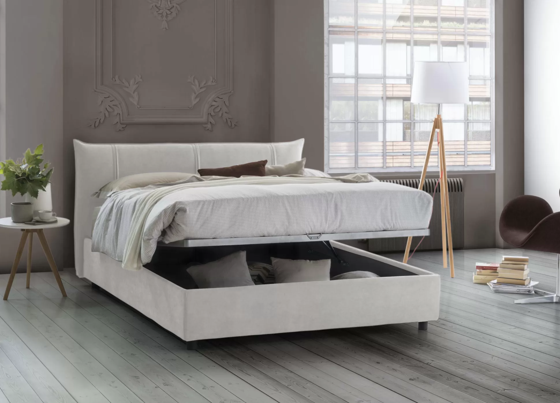 Dmora Letti Matrimoniali<Letto matrimoniale Ambassador, adatto per materasso Cm 160x200,