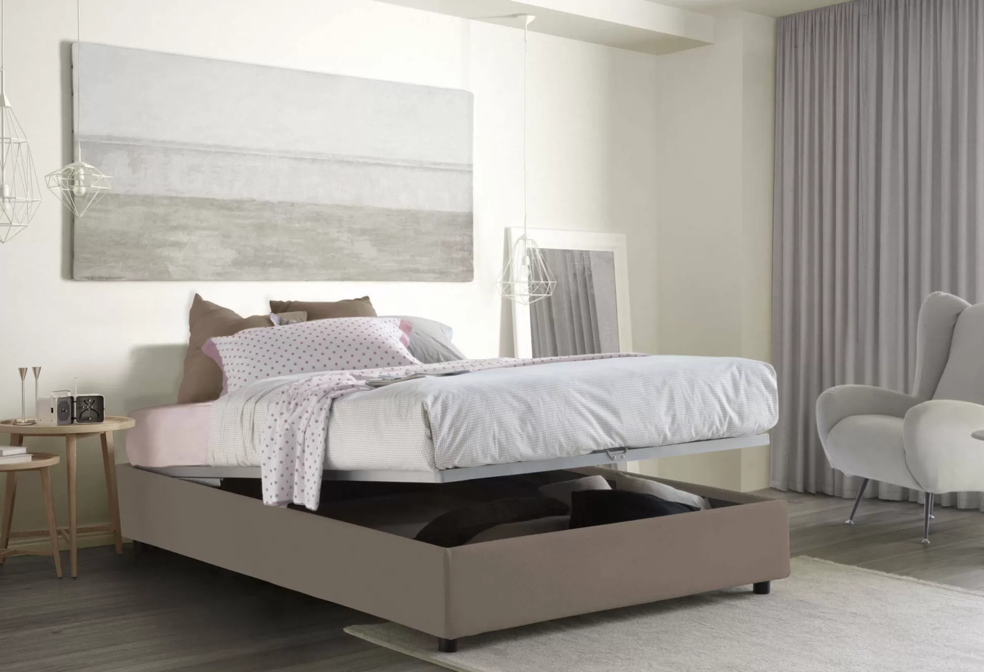 Dmora Letti Matrimoniali<Letto matrimoniale Annibale, adatto per materasso Cm 160x190,
