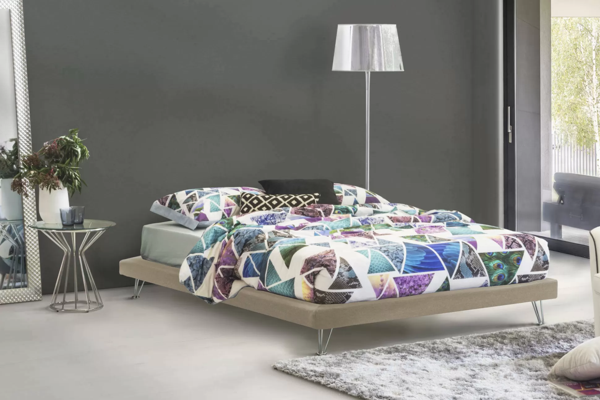 Dmora Letti Matrimoniali<Letto matrimoniale Arbatrax, adatto per materasso Cm 160x190,