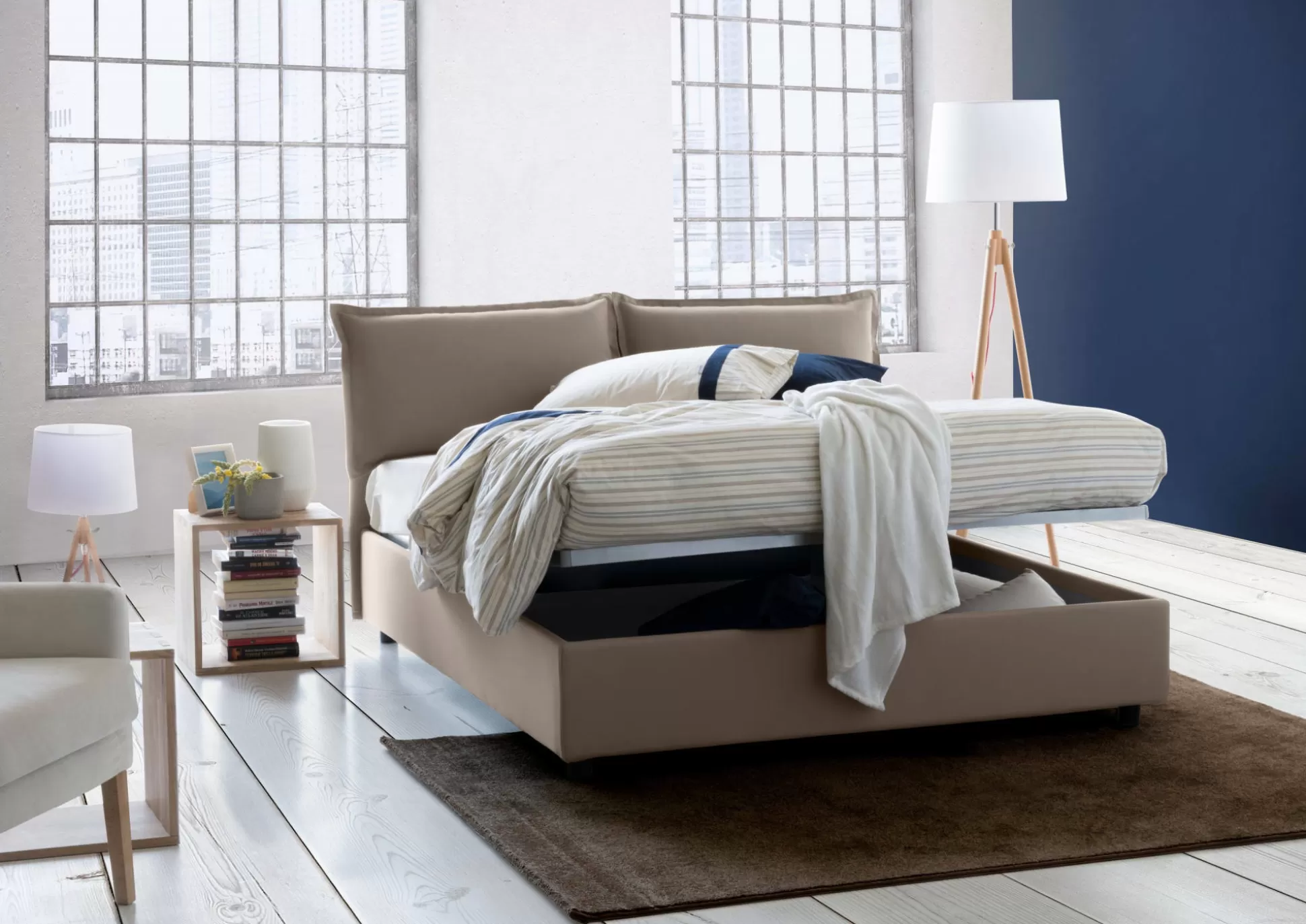 Dmora Letti Matrimoniali<Letto matrimoniale Aris, adatto per materasso Cm 160x200,