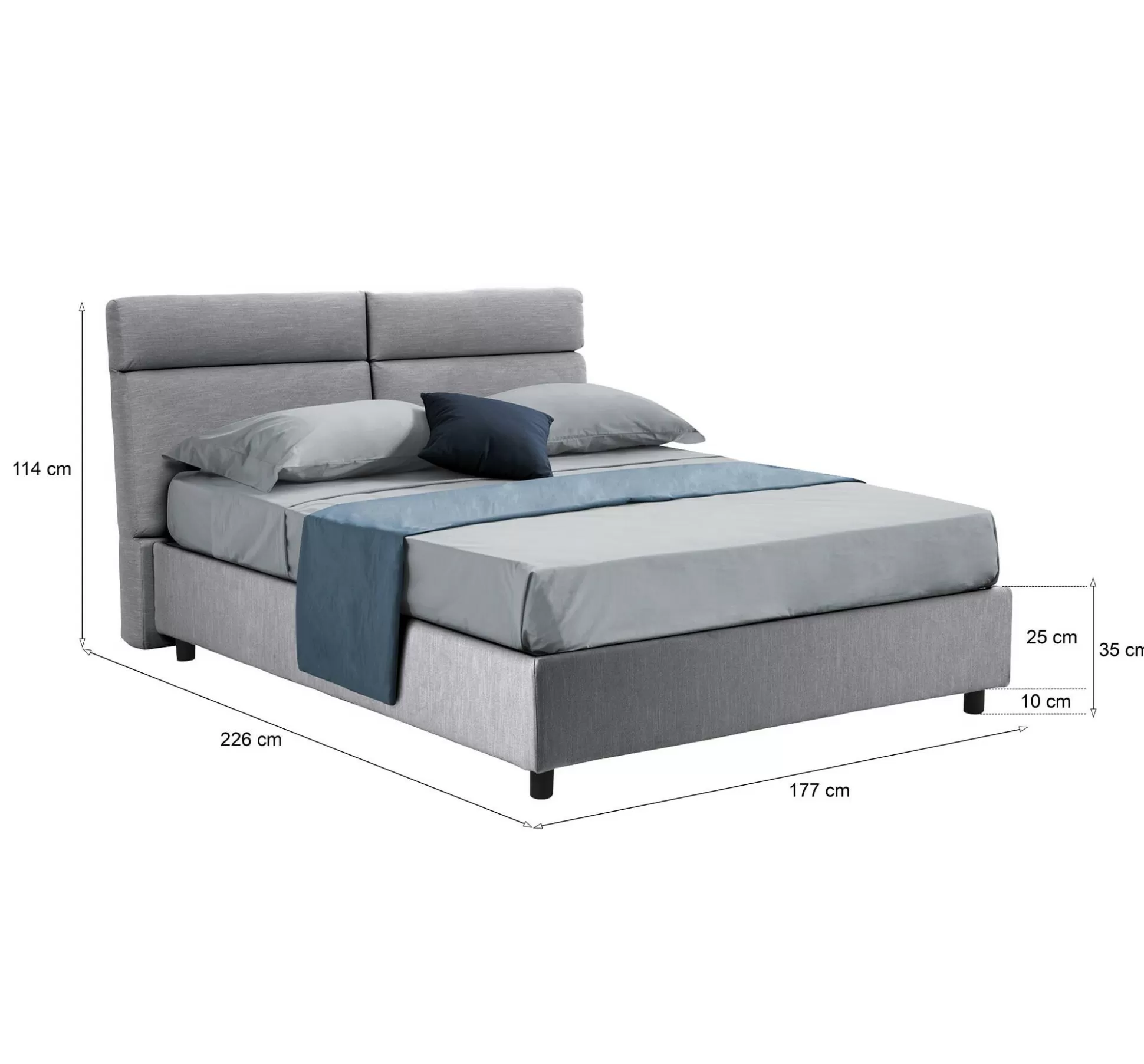 Dmora Letti Matrimoniali<Letto matrimoniale Ator, Adatto a materasso Cm 160x200,