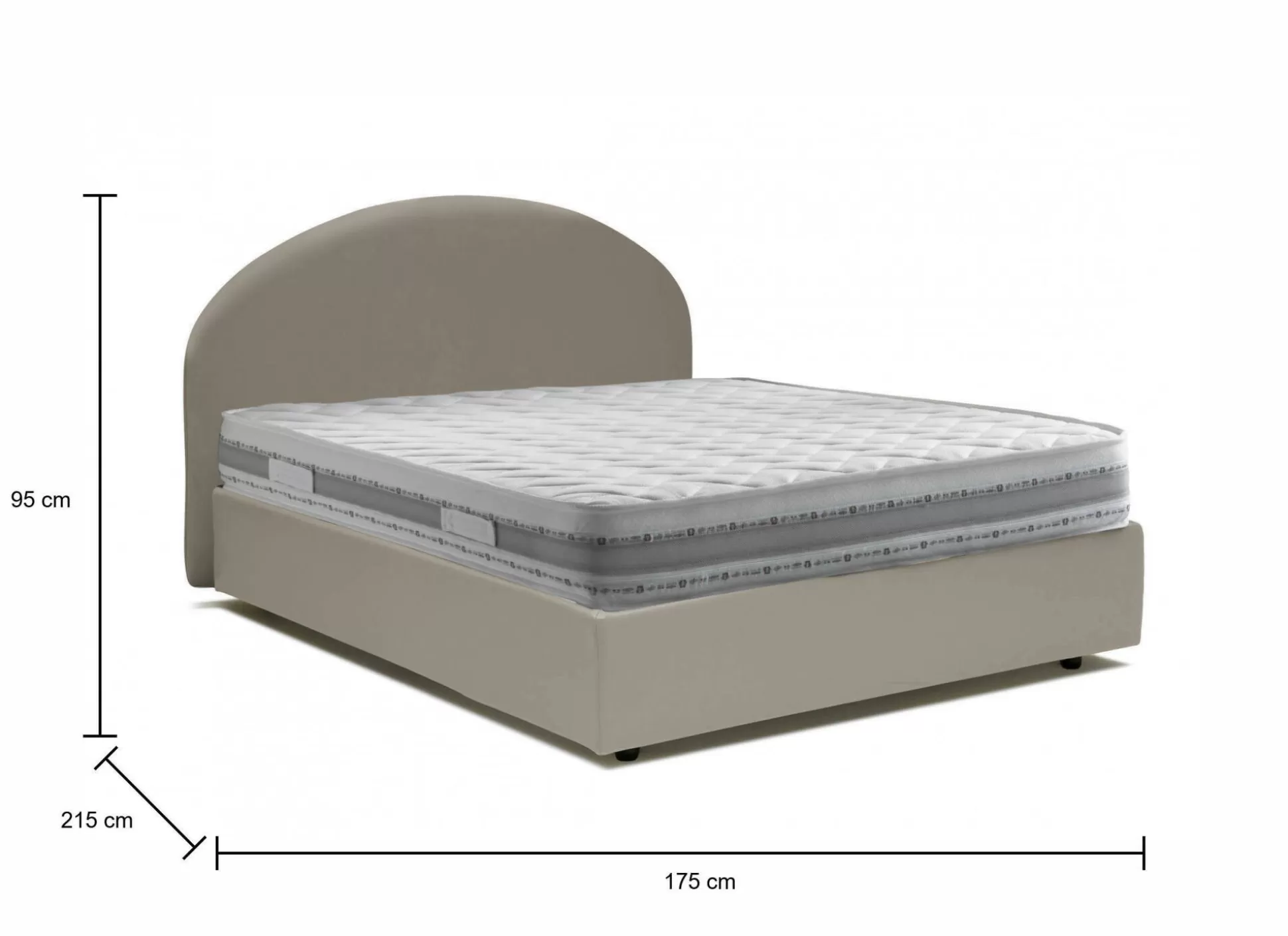 Dmora Letti Matrimoniali<Letto matrimoniale Ayur, con materasso Cm 160x200 incluso,