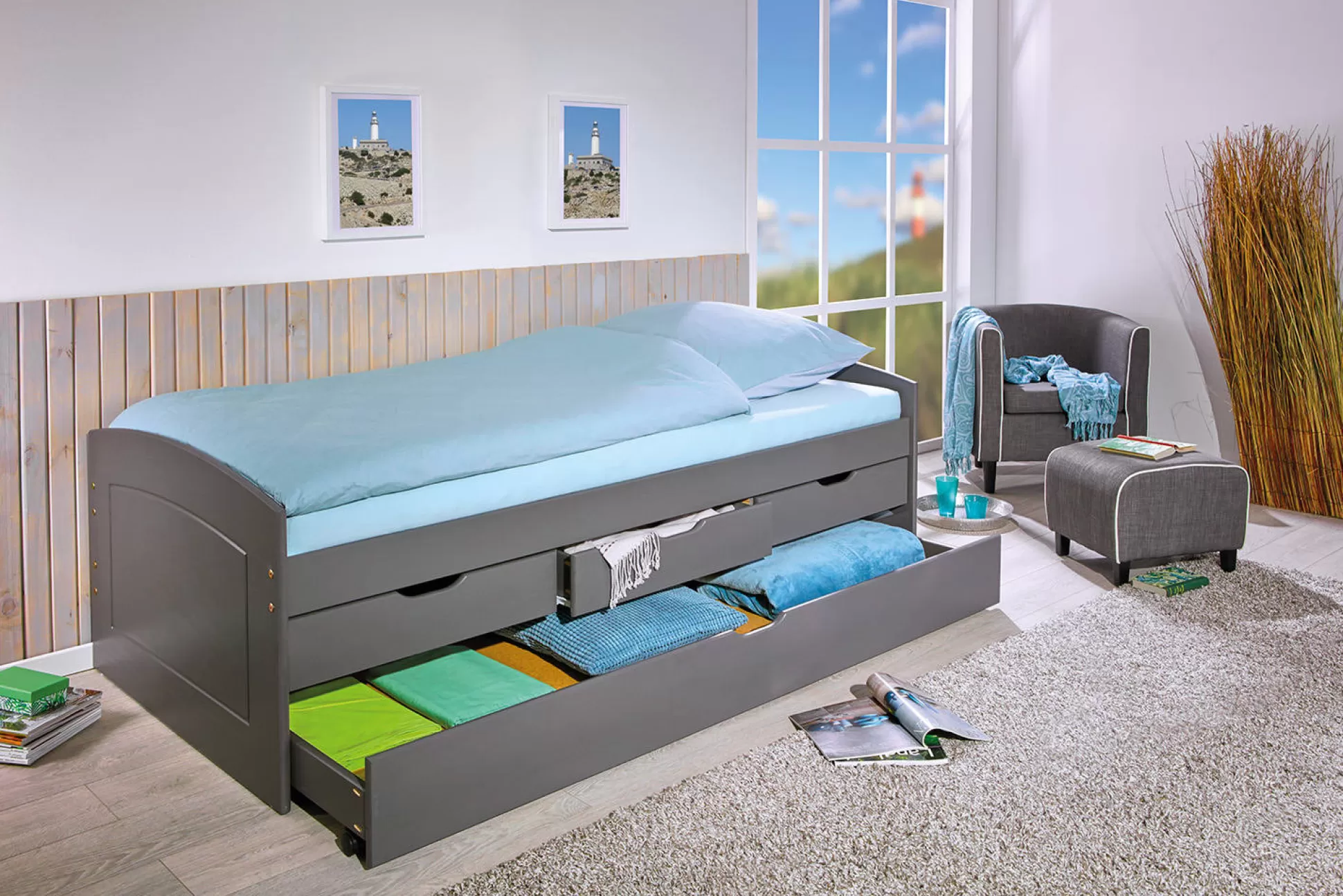 Dmora Letti Matrimoniali<Letto matrimoniale Bayreuth, Sommier per camera da letto, Giroletto per stanza, Struttura porta materasso, 205x63 h98 cm,