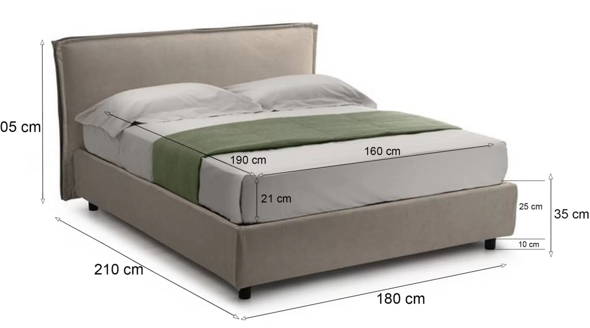 Dmora Letti Matrimoniali<Letto matrimoniale Bruzolo, Con materasso Cm 160x190 incluso,