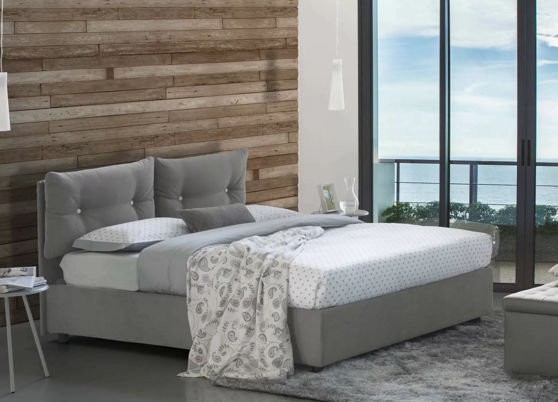 Dmora Letti Matrimoniali<Letto matrimoniale Calcite, con materasso Cm 160x200 incluso,