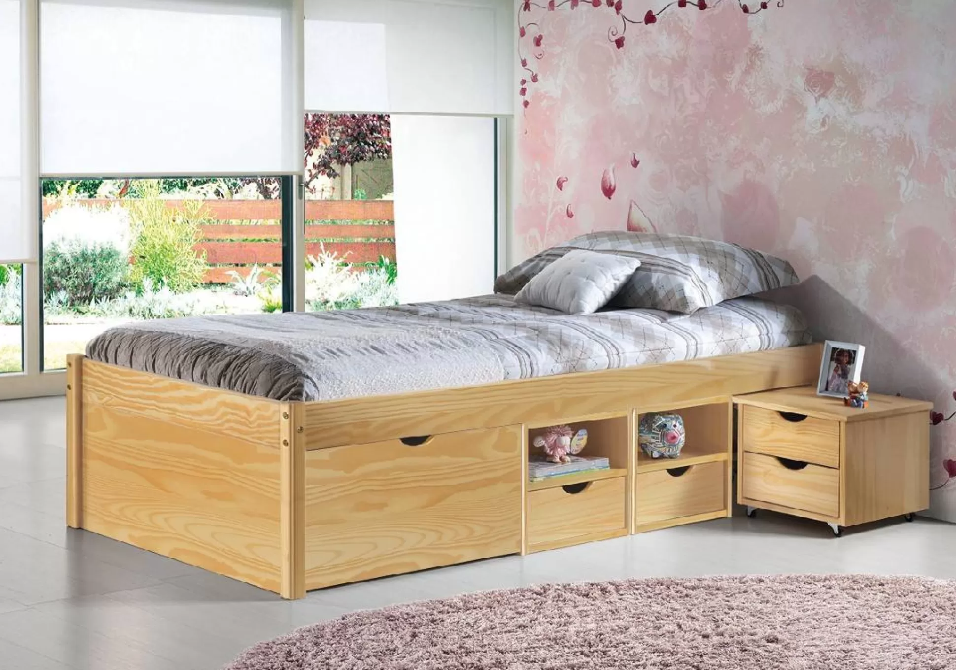 Dmora Letti Matrimoniali<Letto matrimoniale Cuxhaven, Sommier per camera da letto, Giroletto per stanza, Struttura porta materasso, 96x209 h48 cm,