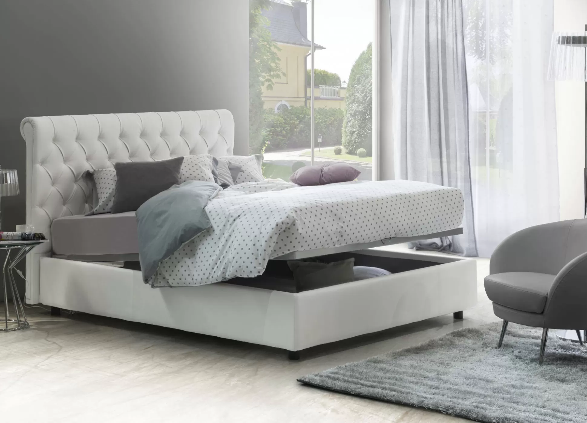 Dmora Letti Matrimoniali<Letto matrimoniale Dbeca, , adatto a materasso da 160x190 cm
