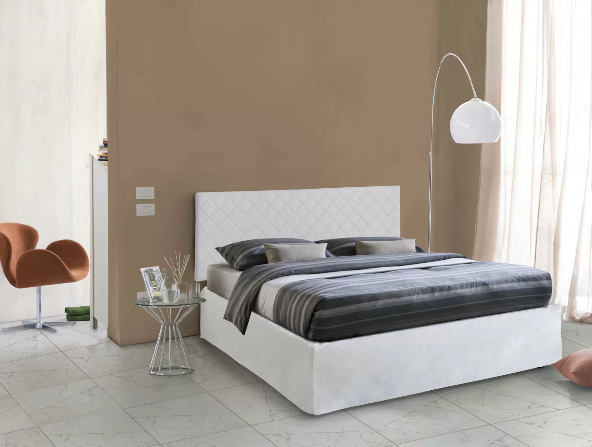 Dmora Letti Matrimoniali<Letto matrimoniale Delinda, Cm 160x190,