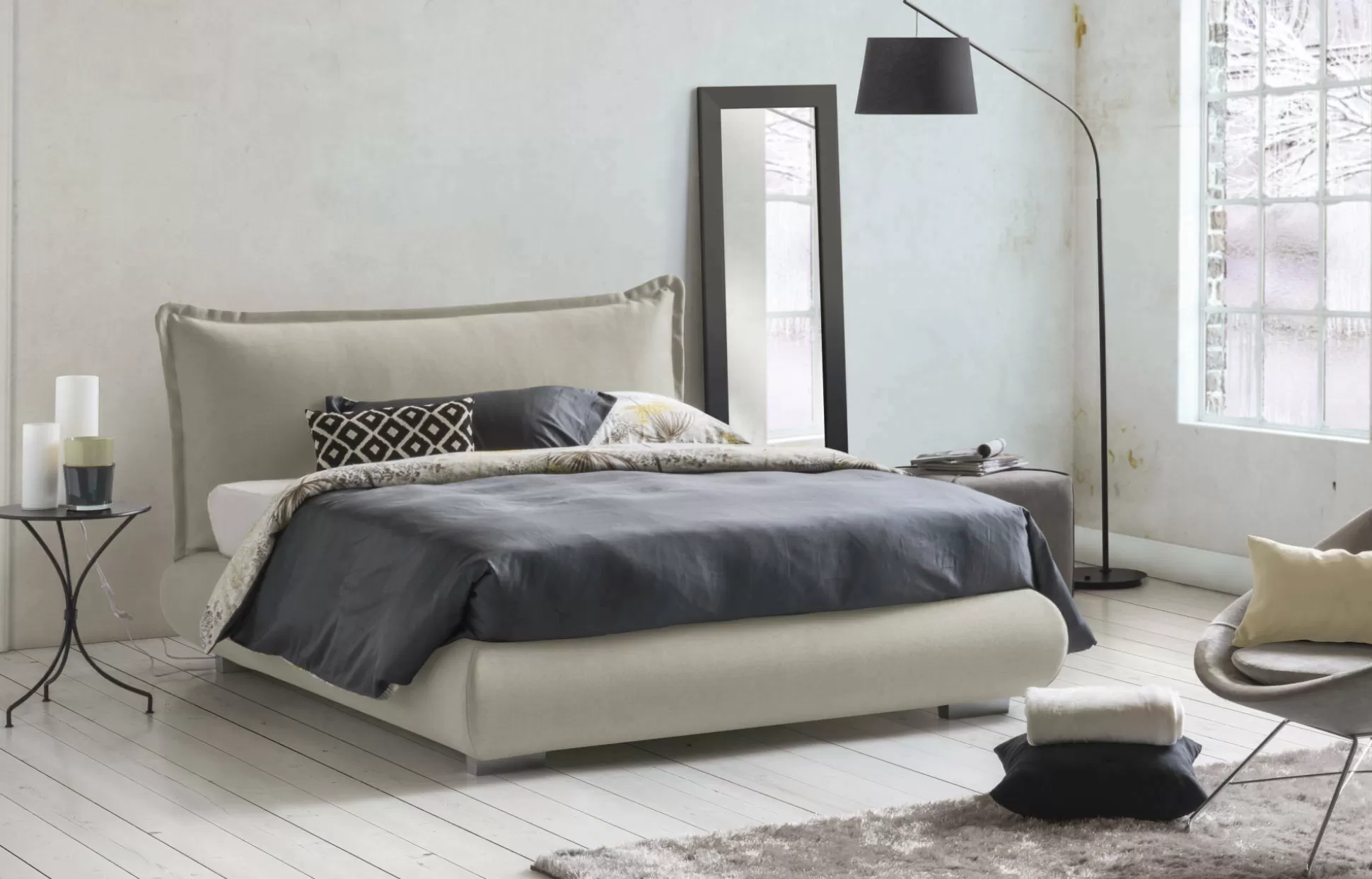 Dmora Letti Matrimoniali<Letto matrimoniale Geras, adatto per materasso 160x190 cm,
