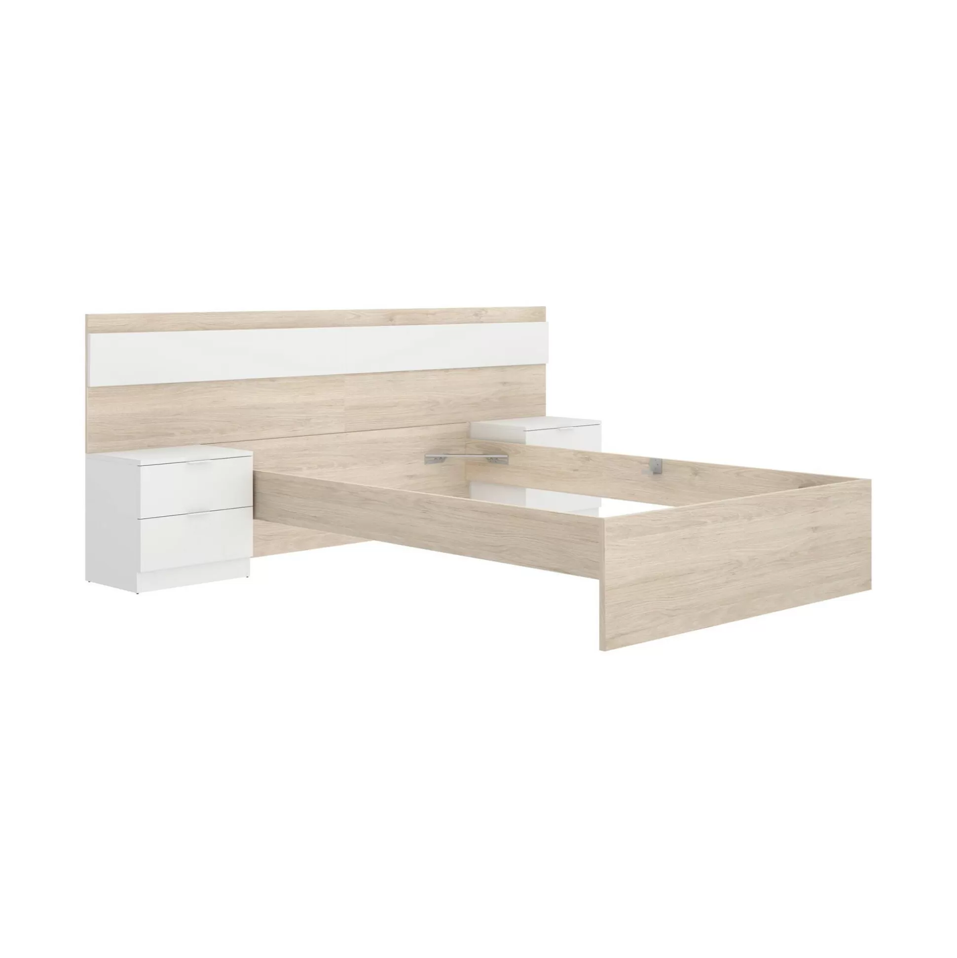 Dmora Letti Matrimoniali<Letto matrimoniale Haima, 267x205 h96 cm, Rovere e Bianco