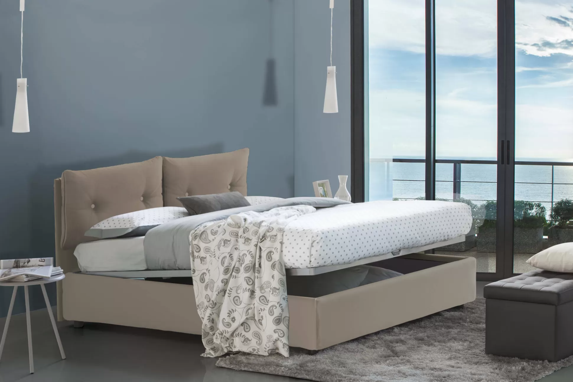 Dmora Letti Matrimoniali<Letto matrimoniale Hanoi, con materasso Cm 160x190 incluso,