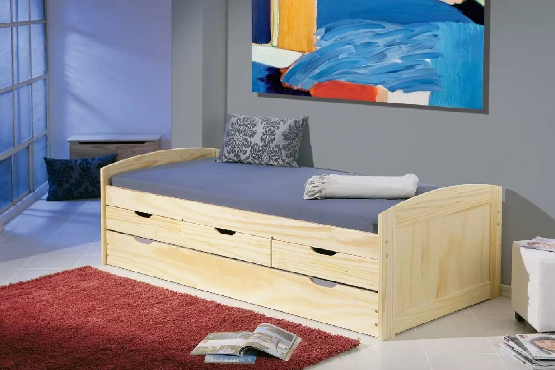 Dmora Letti Matrimoniali<Letto matrimoniale Herten, Sommier per camera da letto, Giroletto per stanza, Struttura porta materasso, 98x205 h63 cm,