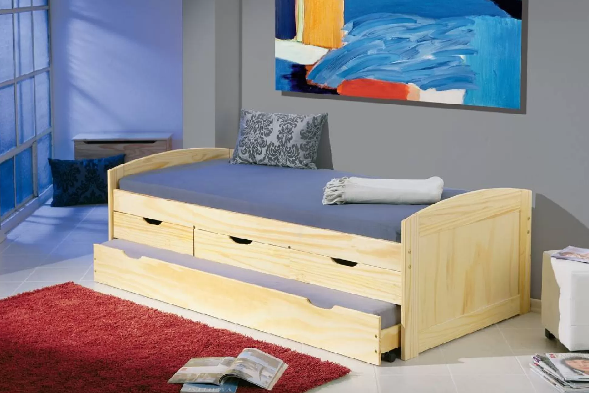 Dmora Letti Matrimoniali<Letto matrimoniale Herten, Sommier per camera da letto, Giroletto per stanza, Struttura porta materasso, 98x205 h63 cm,