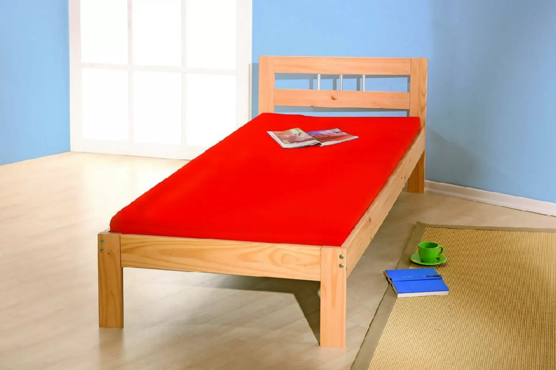 Dmora Letti Matrimoniali<Letto matrimoniale Jena, Sommier per camera da letto, Giroletto per stanza, Struttura porta materasso, 195x145 h72 cm,