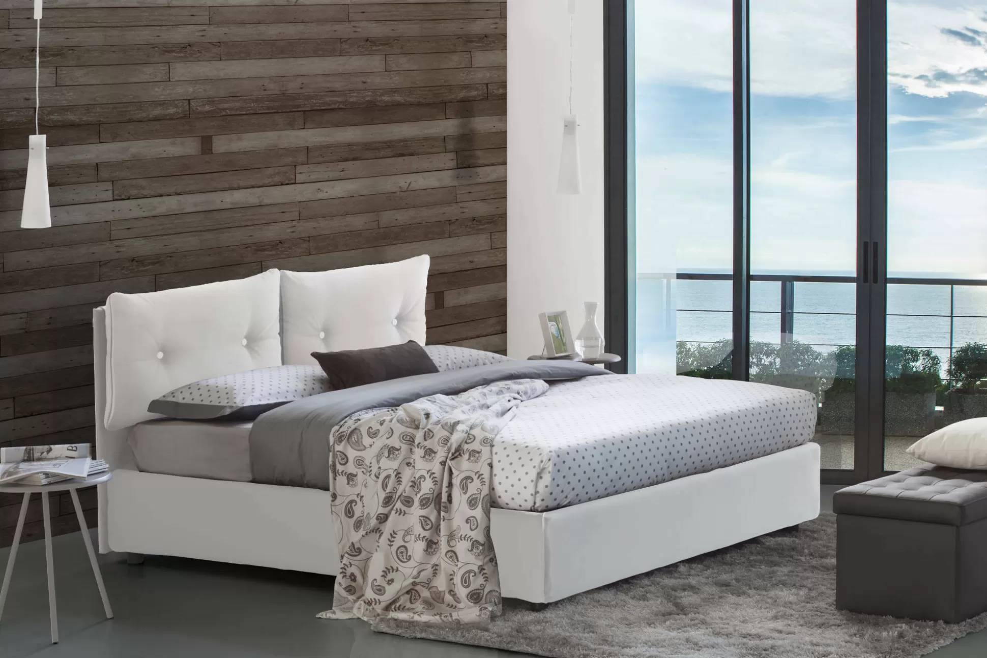 Dmora Letti Matrimoniali<Letto matrimoniale Mercede, adatto per materasso Cm 160x190,
