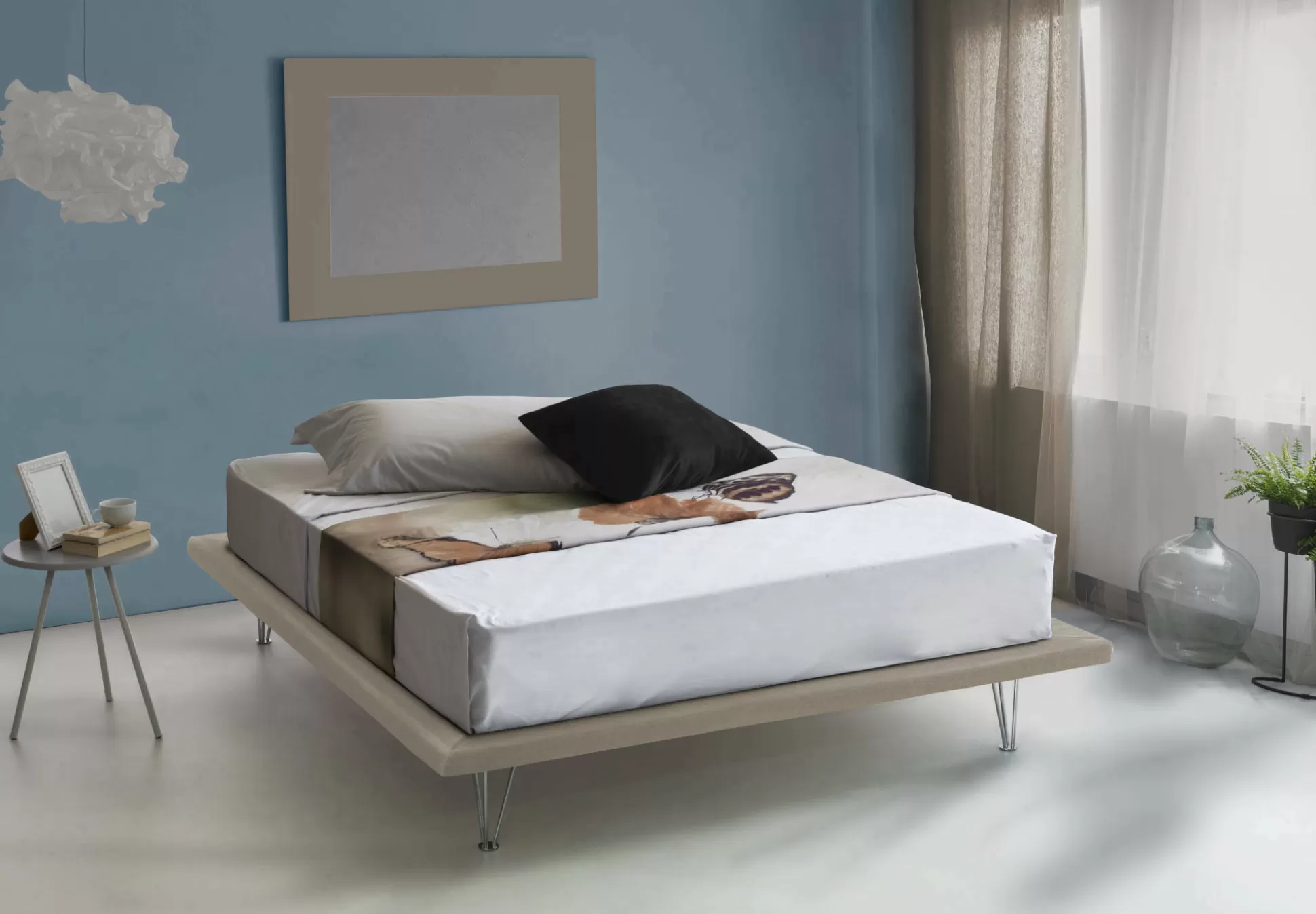 Dmora Letti Matrimoniali<Letto matrimoniale Pietersite, adatto per materasso Cm 160x200,