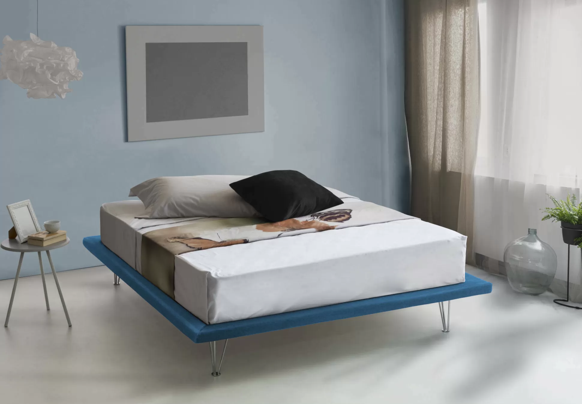 Dmora Letti Matrimoniali<Letto matrimoniale Pietersite, adatto per materasso Cm 160x200,