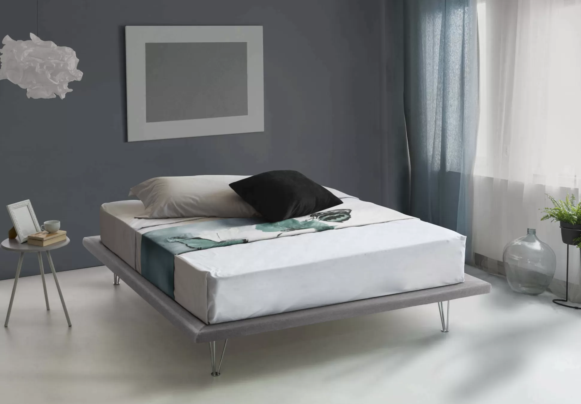 Dmora Letti Matrimoniali<Letto matrimoniale Pietersite, adatto per materasso Cm 160x200,