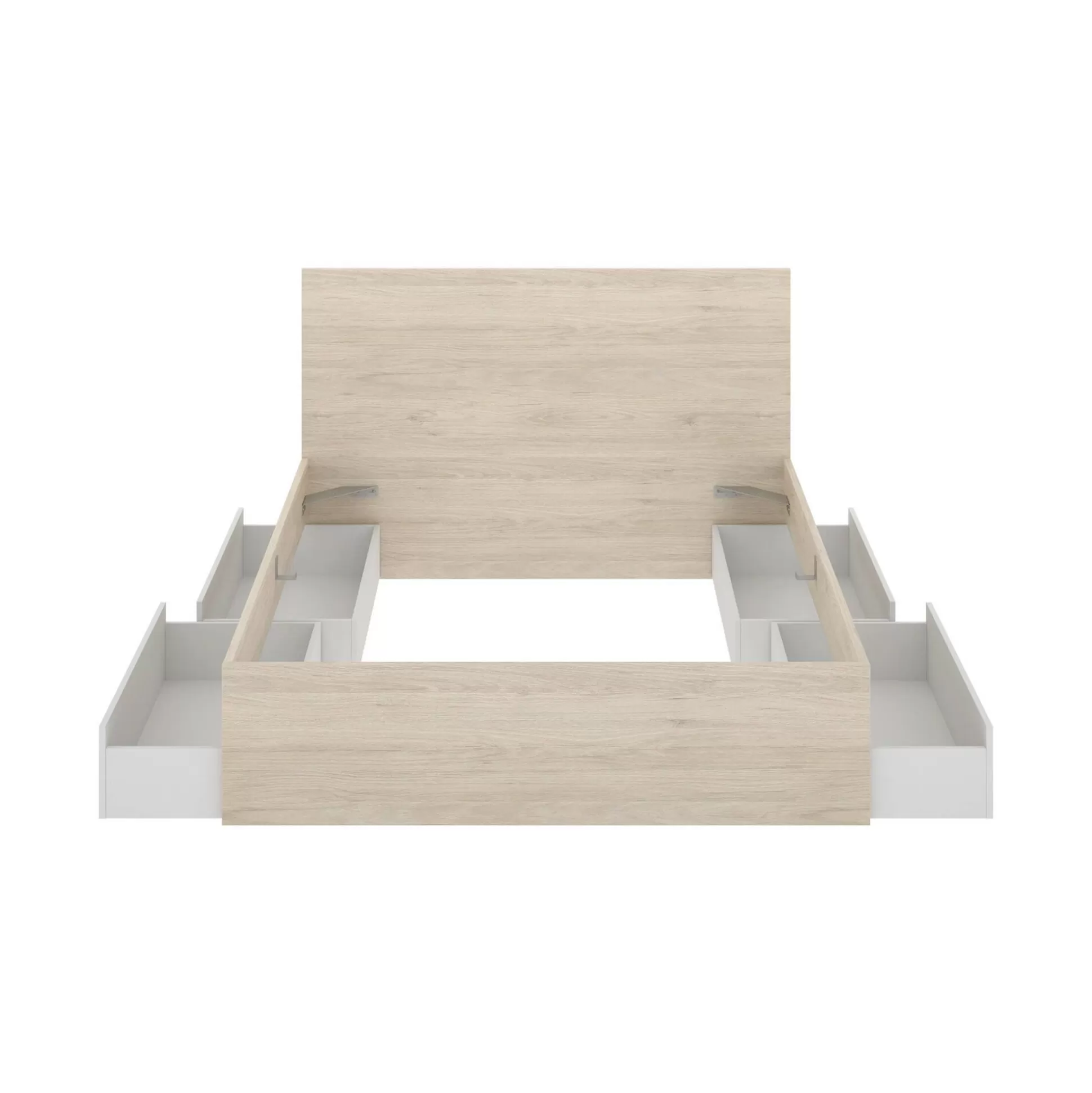 Dmora Letti Matrimoniali<Letto matrimoniale Usman, 269x205 h100 cm, Bianco e Rovere