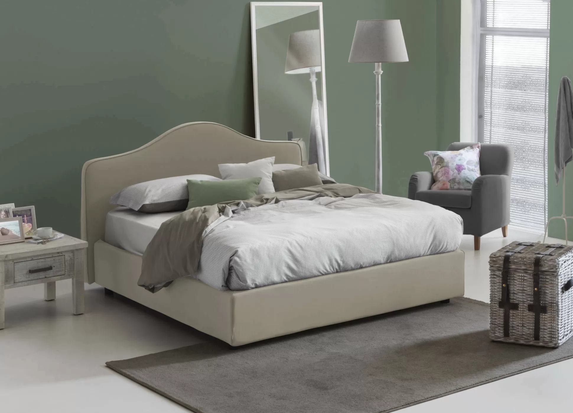Dmora Letti Matrimoniali<Letto matrimoniale Verdite, con materasso Cm 160x200 incluso,