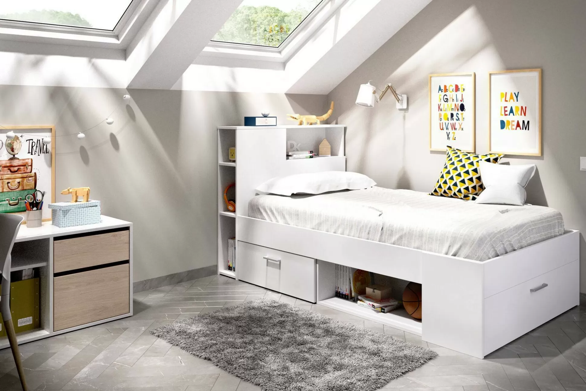 Dmora Letti Singoli<Letto per bambini Adrielle, 218x99h96 cm,