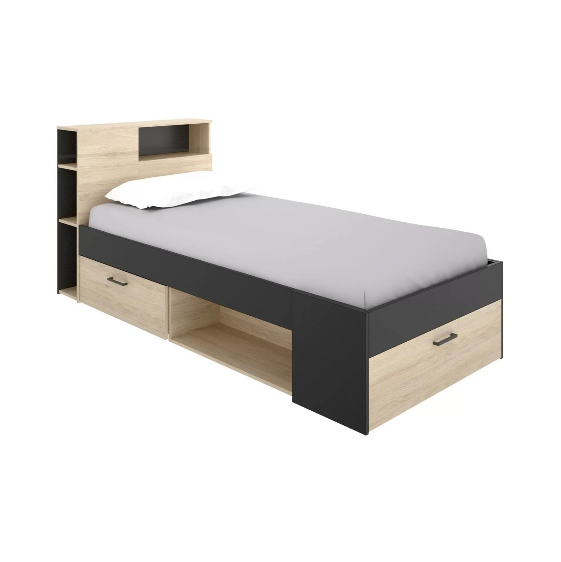 Dmora Letti Singoli<Letto per bambini Adrielle, 218x99h96 cm, Rovere e Antracite