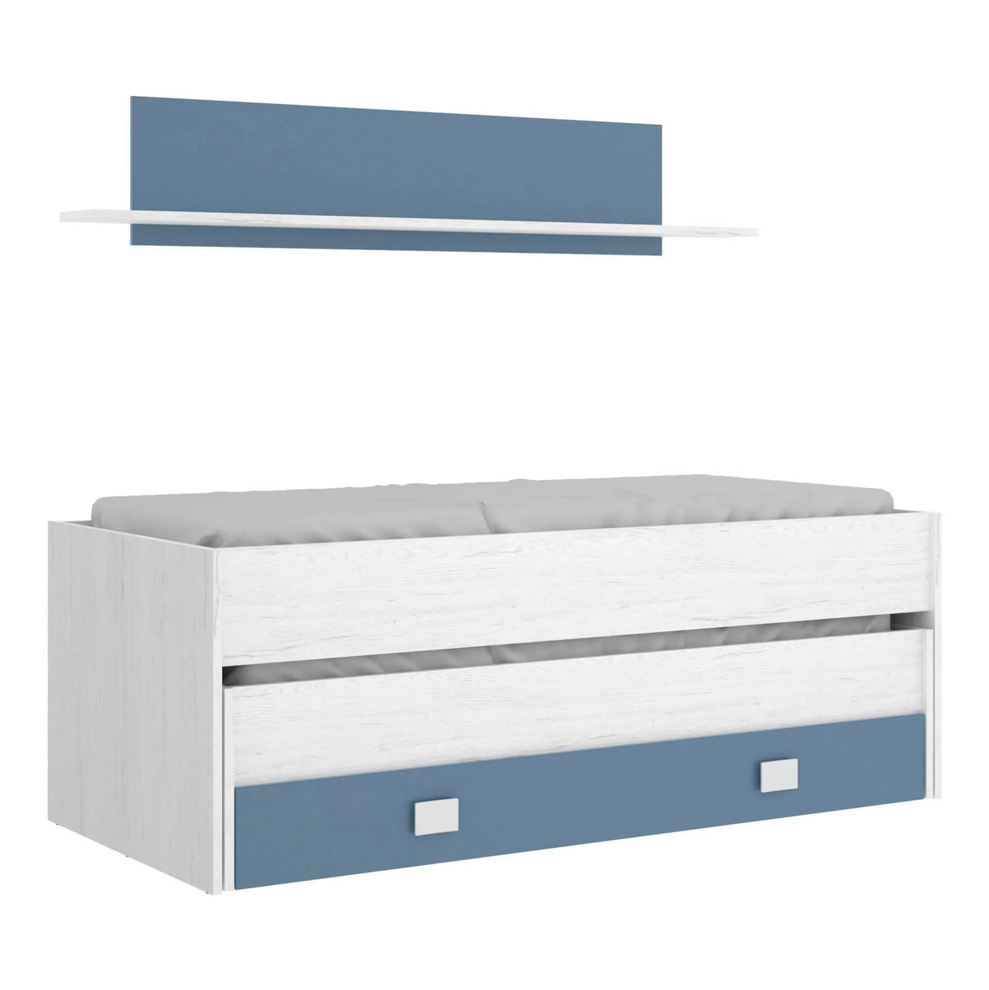 Dmora Letti Singoli<Letto per bambini Arod, 200x99h74 cm, Bianco e Blu