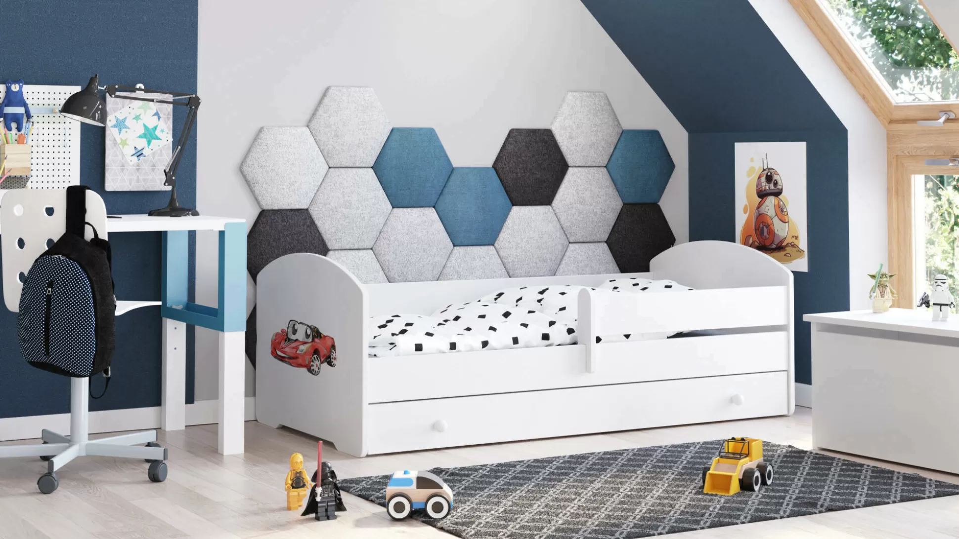 Dmora Letti Singoli<Letto per bambini Crising, 77x144 h56 cm, con macchina
