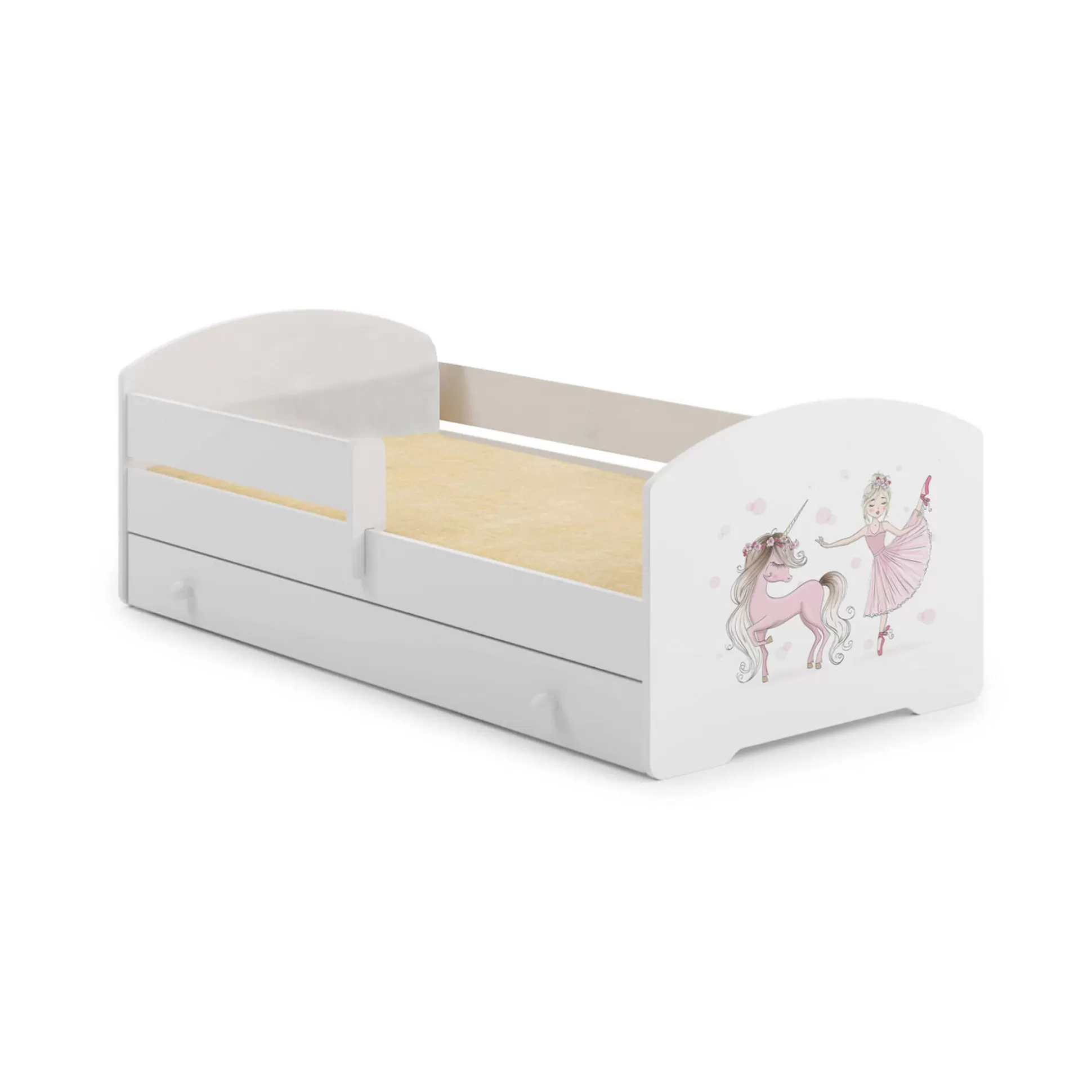 Dmora Letti Singoli<Letto per bambini Crising, 77x144 h56 cm, con unicorno