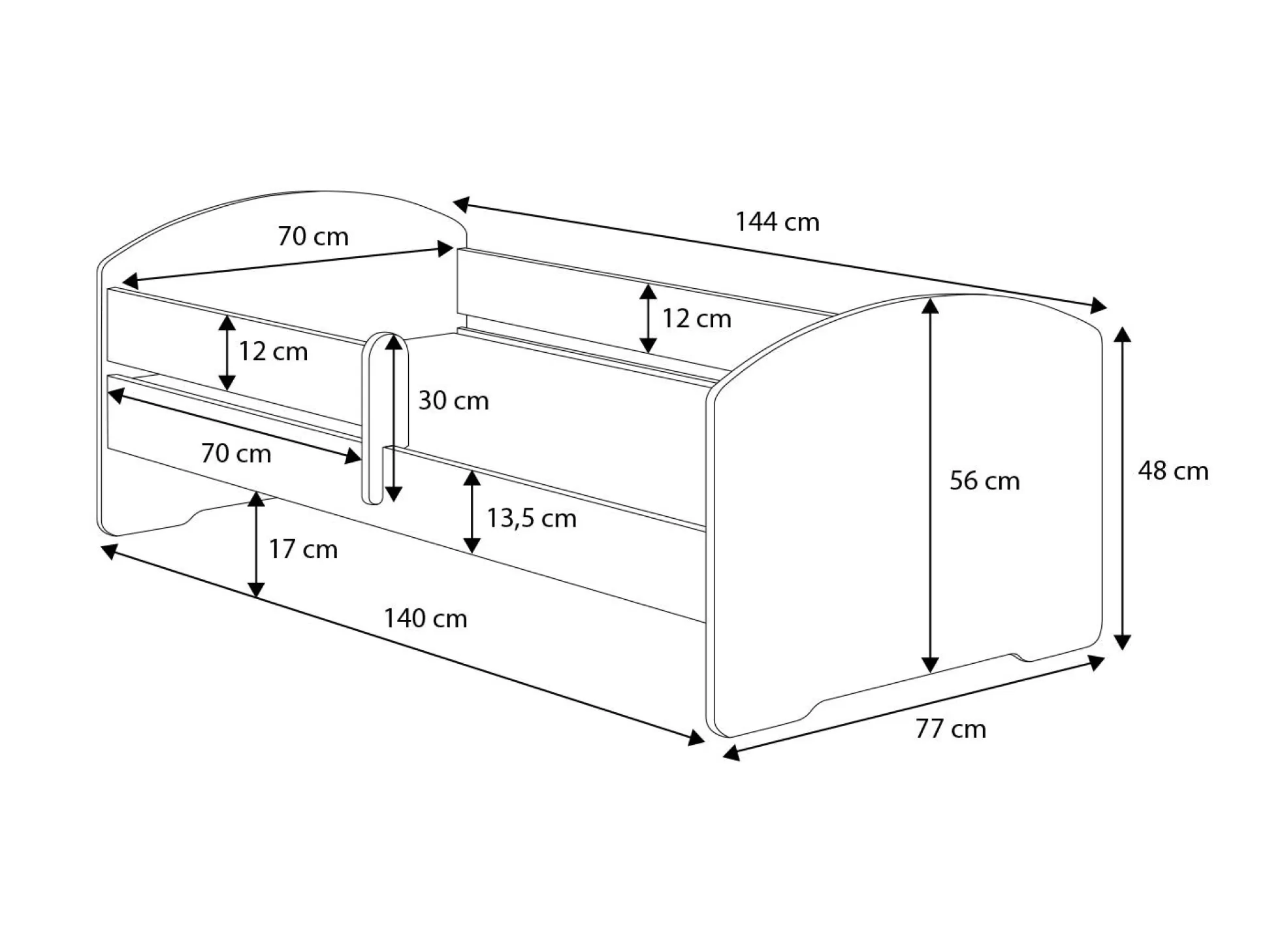 Dmora Letti Singoli<Letto per bambini Debby, 77x144 h56 cm, con Escavatore