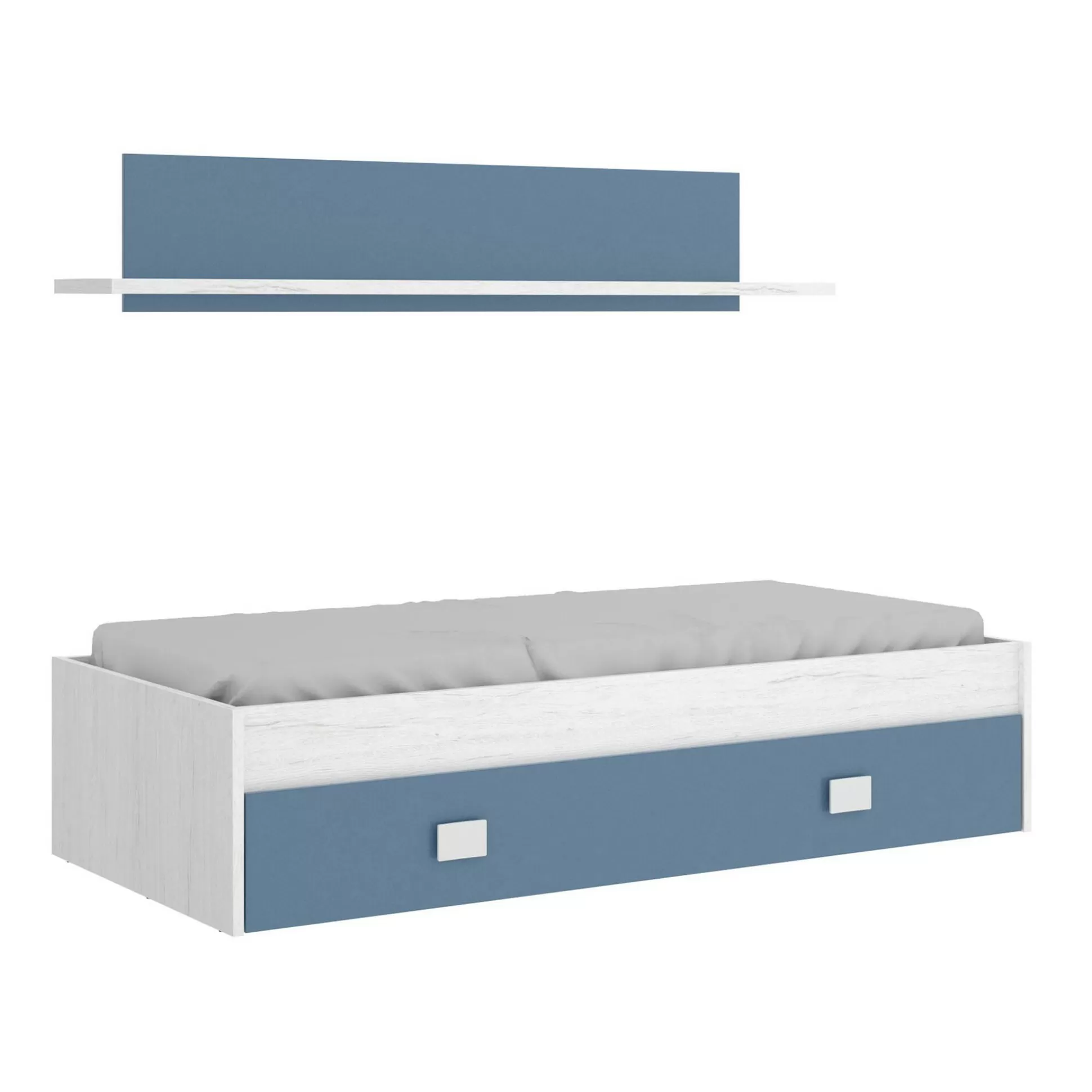 Dmora Letti Singoli<Letto per bambini Dkasam, 195x97h44 cm, Bianco e Blu