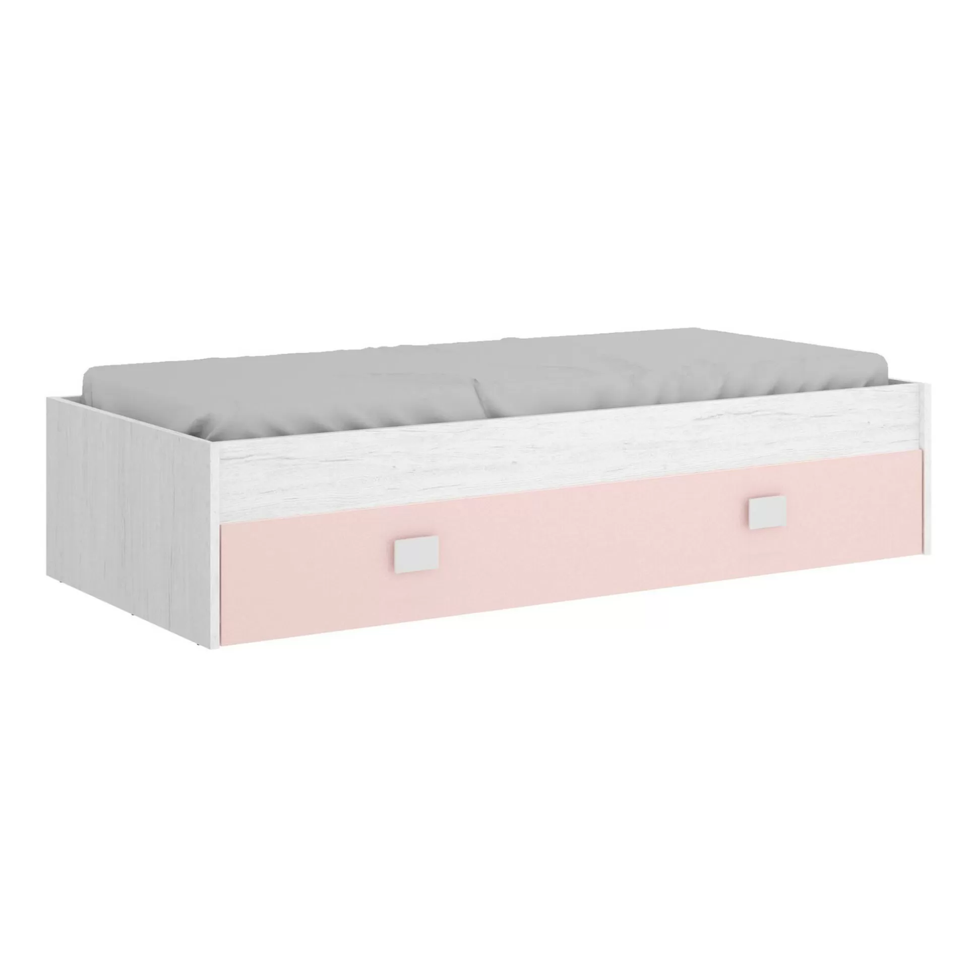 Dmora Letti Singoli<Letto per bambini Dkasam, 195x97h44 cm, Bianco e Rosa