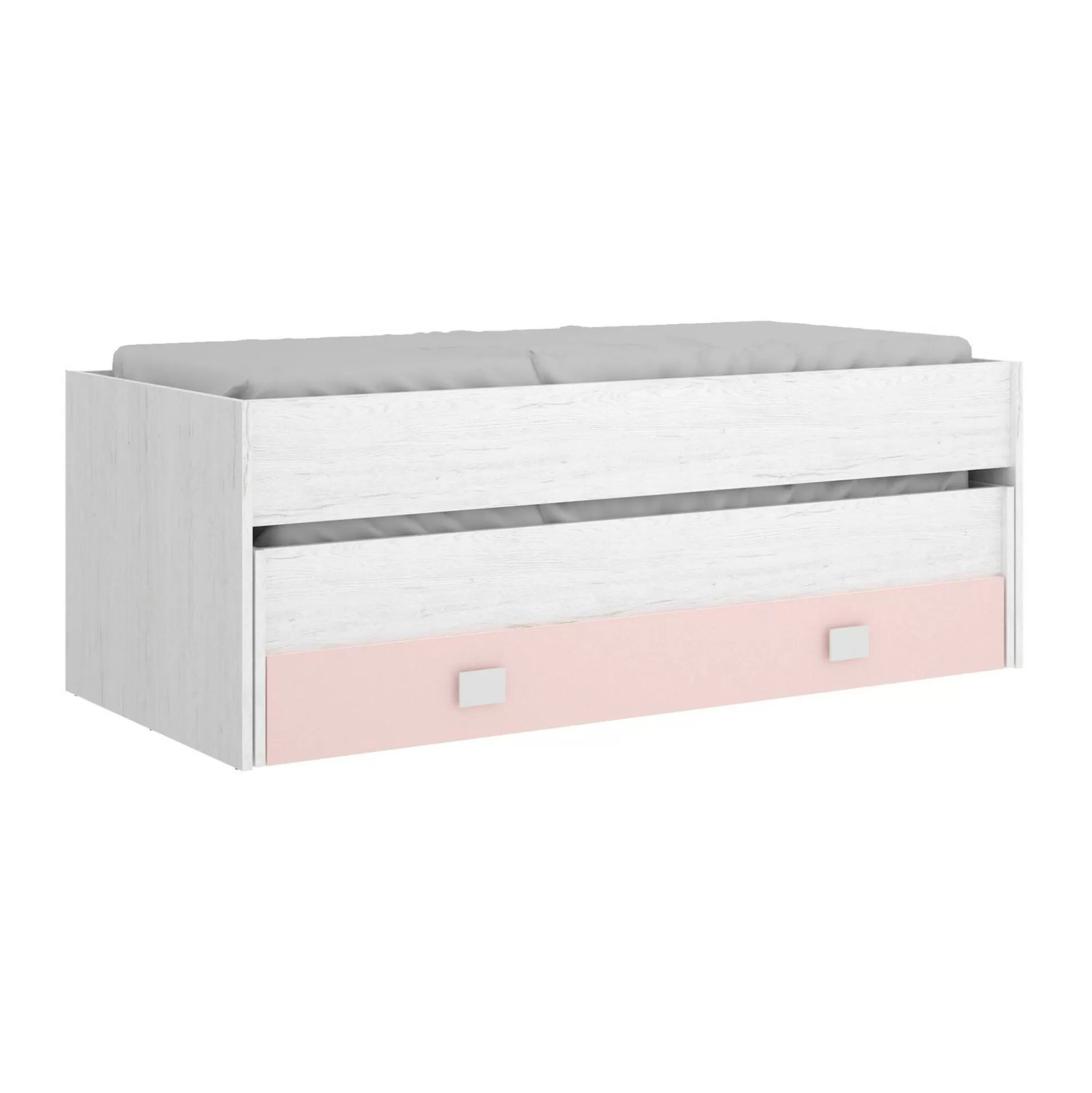 Dmora Letti Singoli<Letto per bambini Dlicat, 200x99h74 cm, Bianco e Rosa