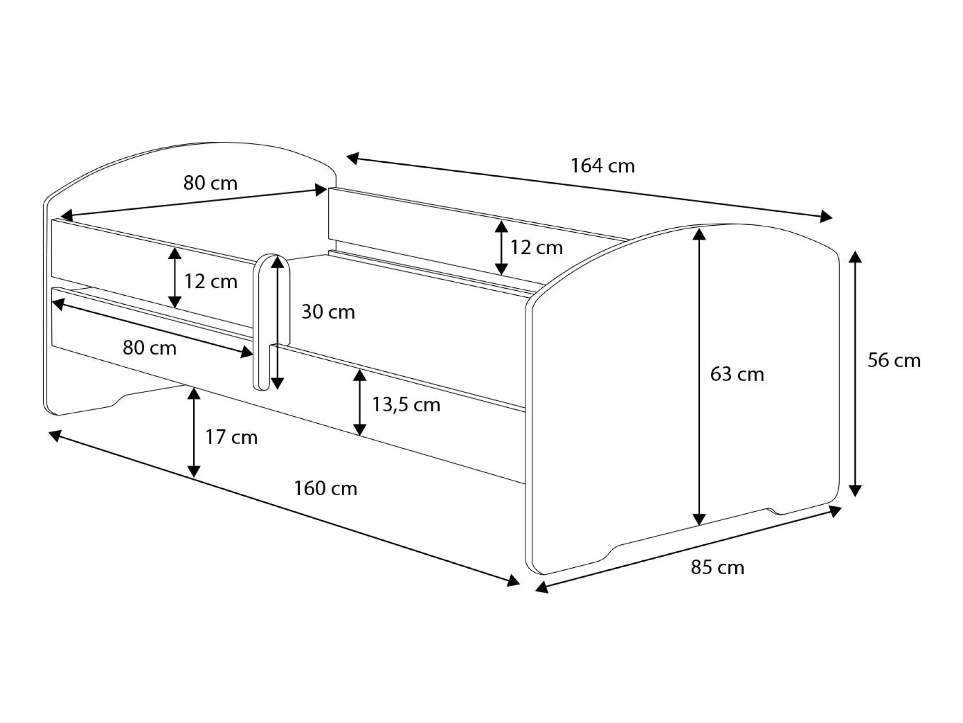 Dmora Letti Singoli<Letto per bambini Dorian, 85x164 h63 cm, con Fatina